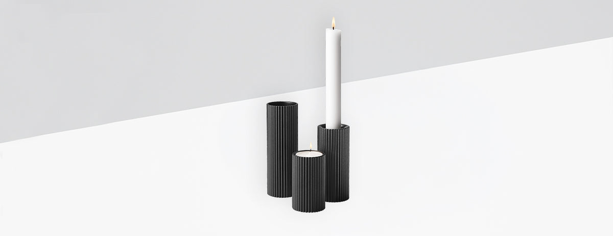 Bernadotte Tealight/Taper Candle Holder Set, 3 stk Sort - FIGJ10019788