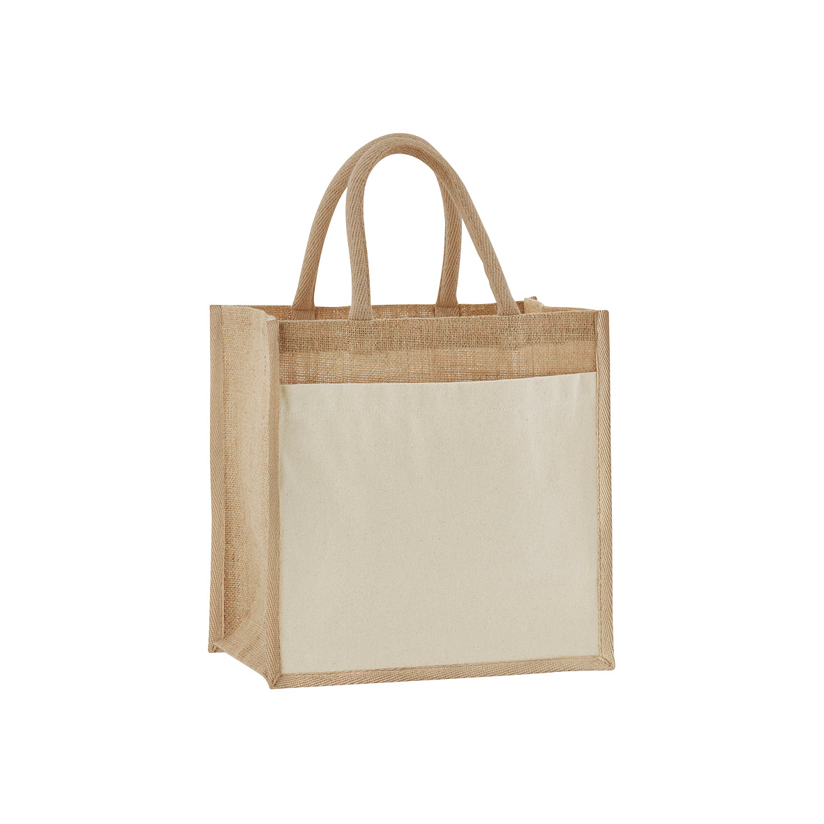 Cotton pocket natural starched jute midi tote