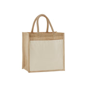 Cotton pocket natural starched jute midi tote