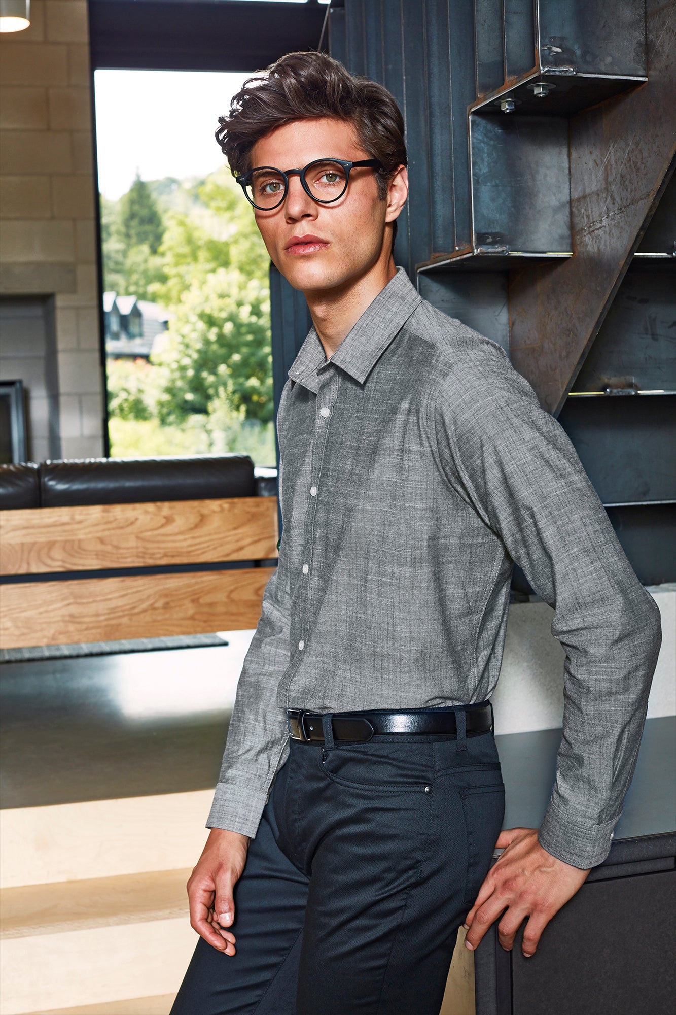 Slub Chambray Shirt L/S (H) - P245