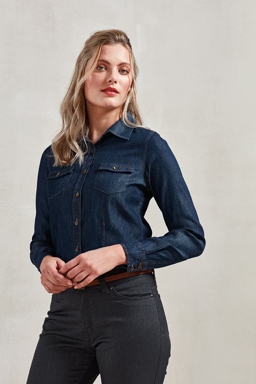 Women's Jeans Stitch Denim Shirt - P322