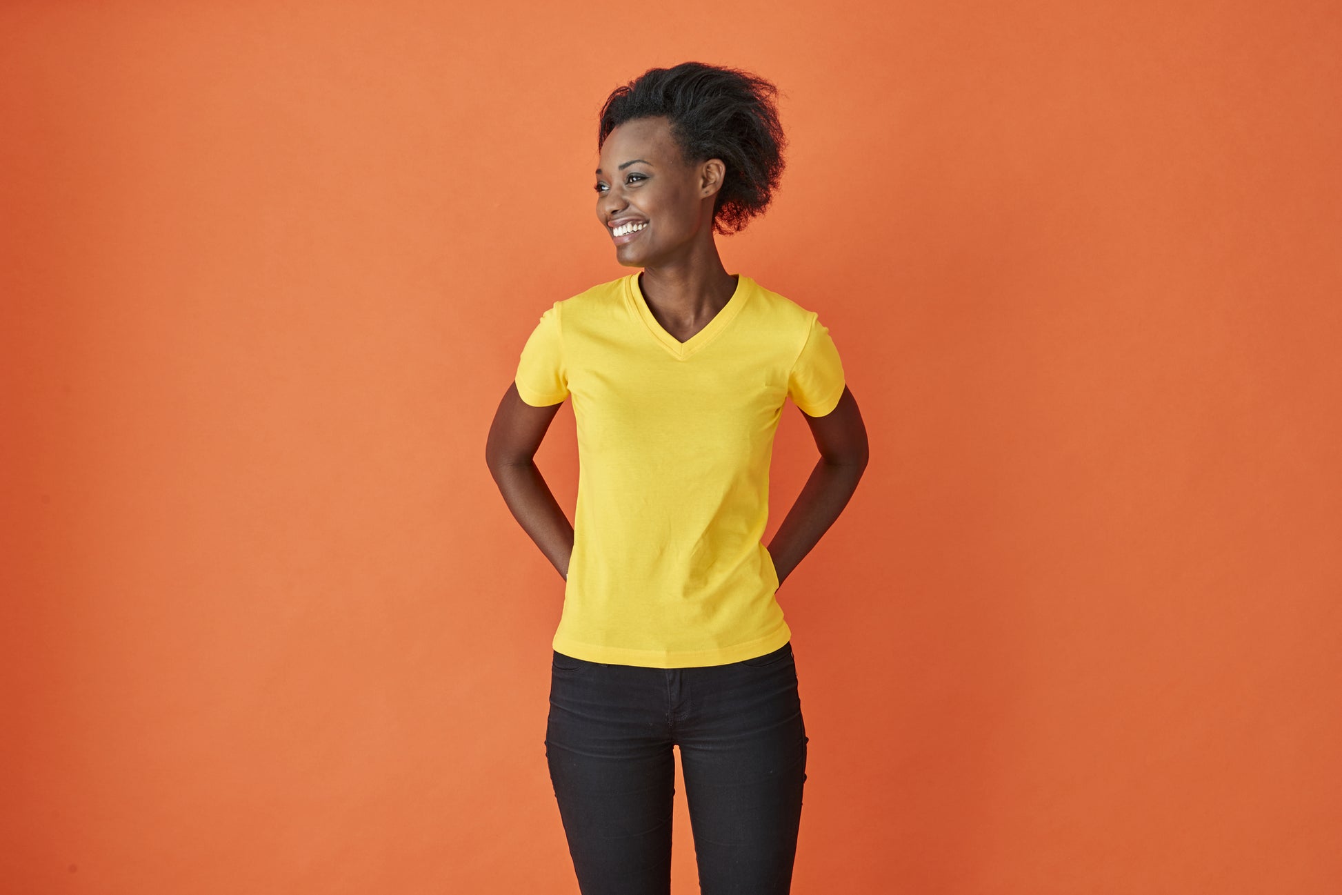 T-Shirt V-Neck Lady Yellow