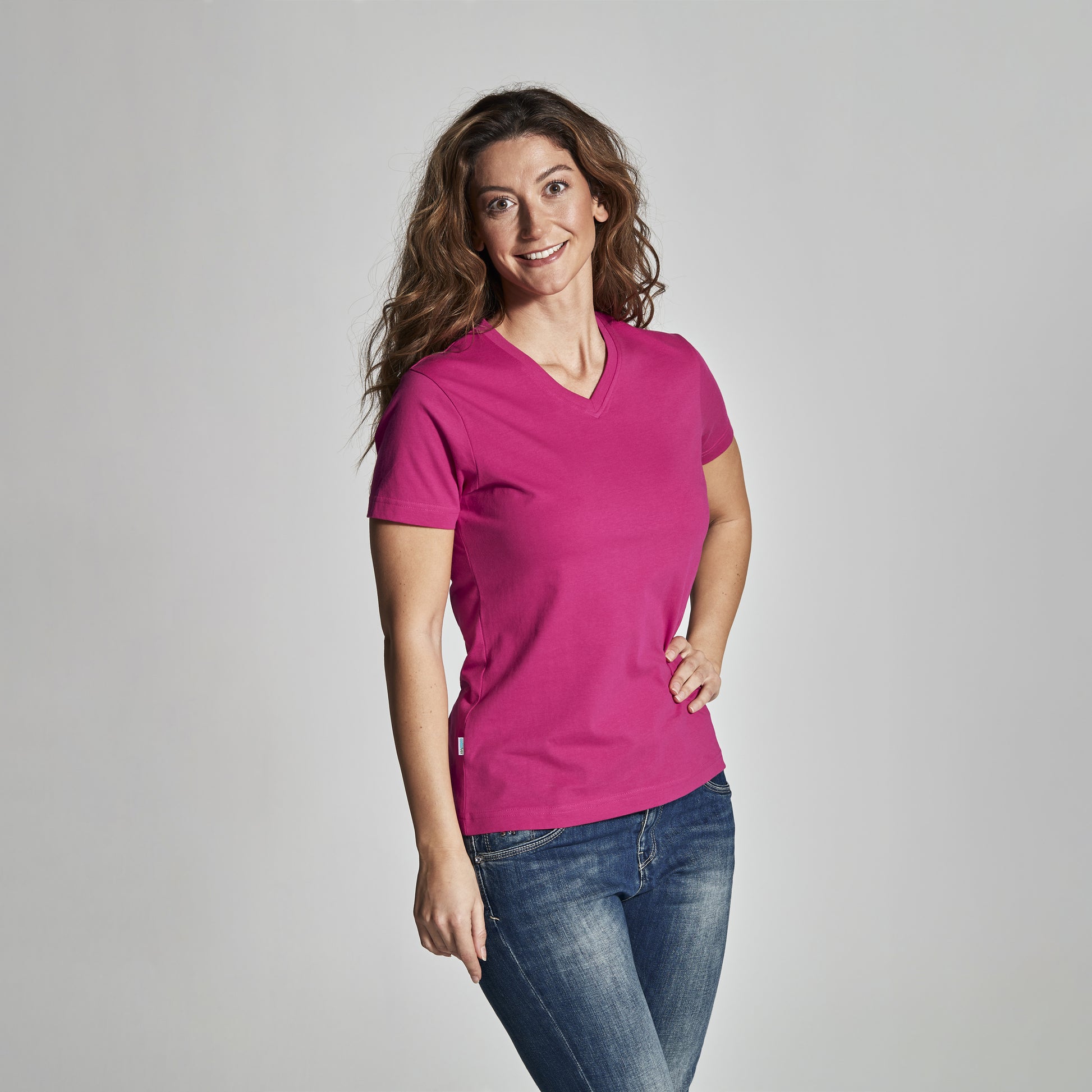 T-Shirt V-Neck Lady Dark Cerise