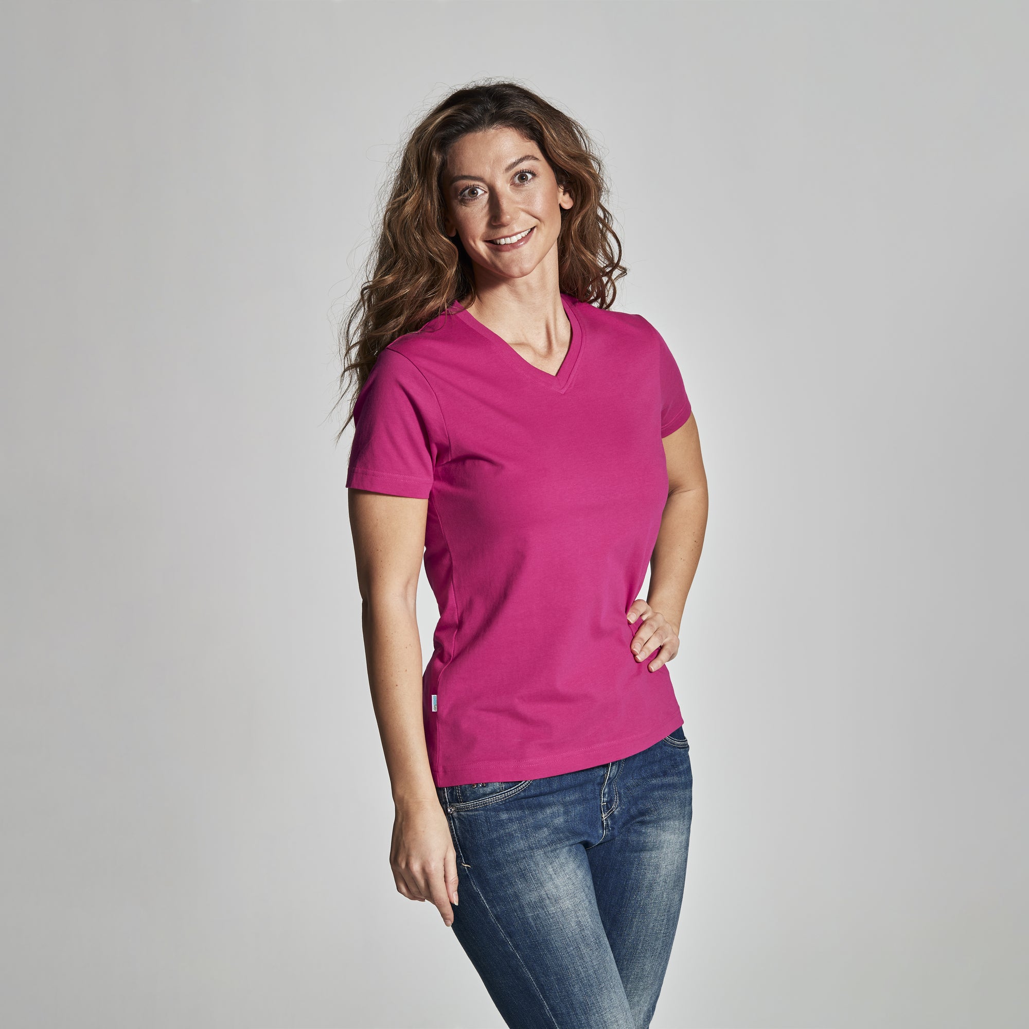 T-Shirt V-Neck Lady Dark Cerise