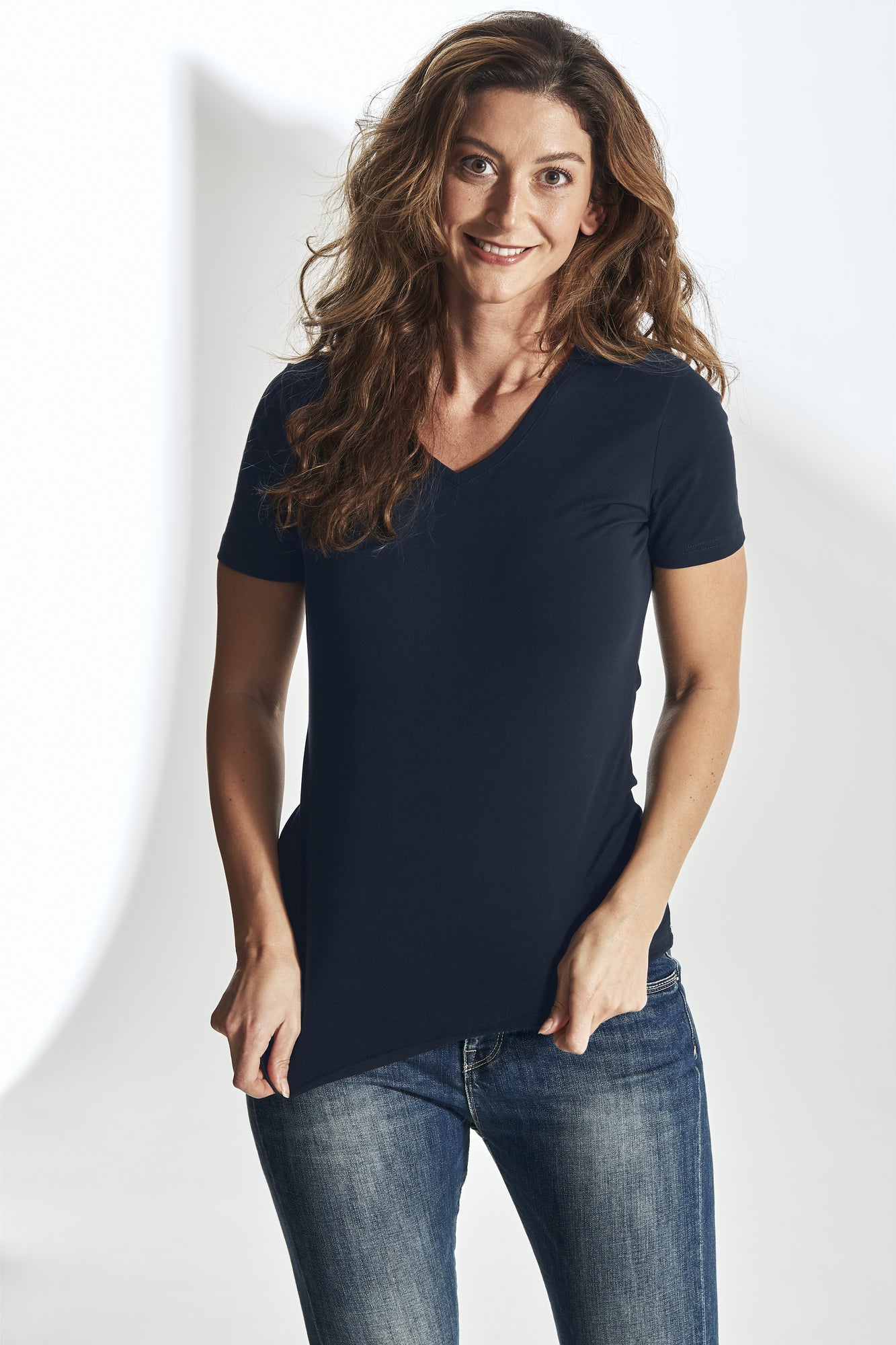 Stretch V-Neck Lady Black