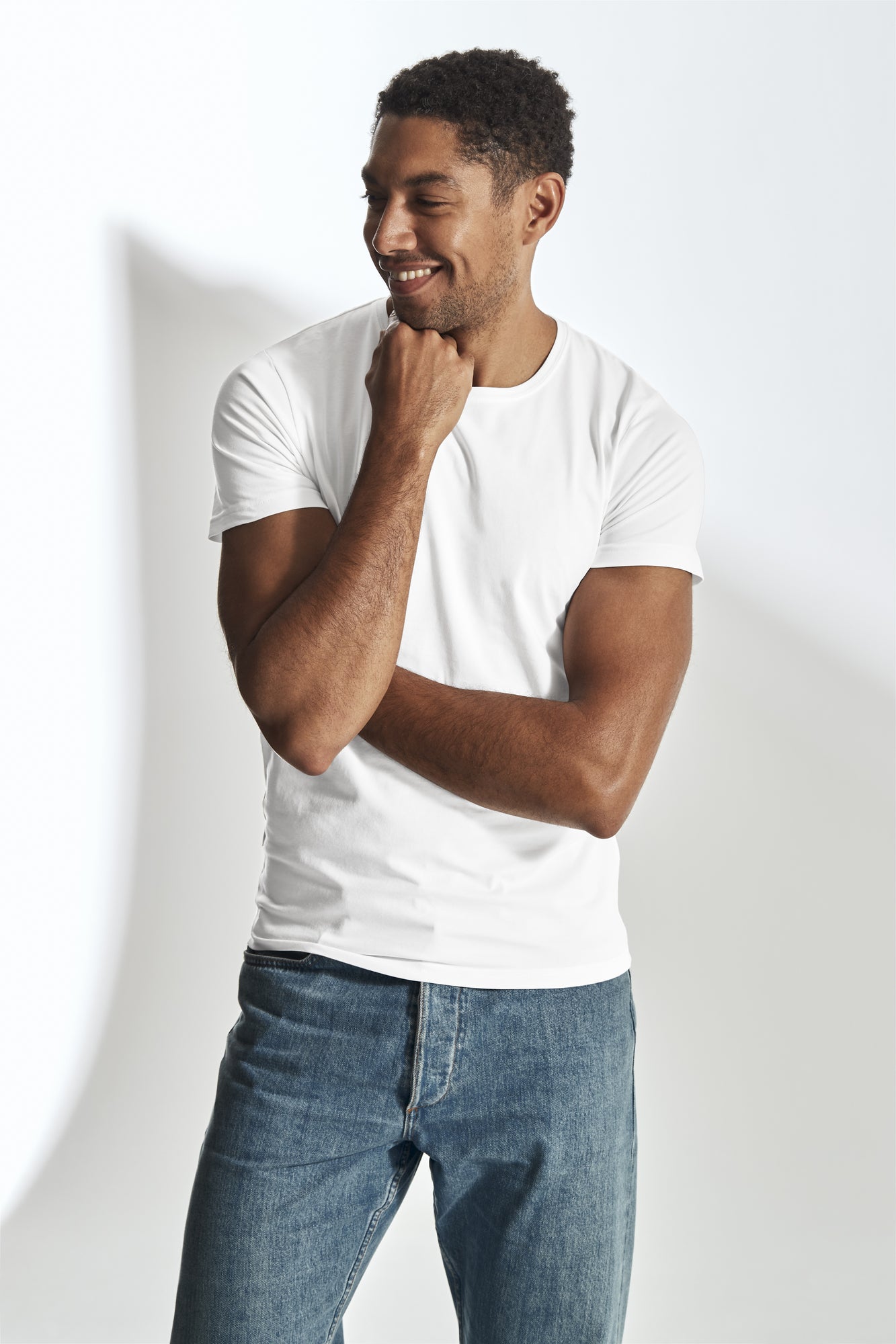 Stretch R-Neck Man White