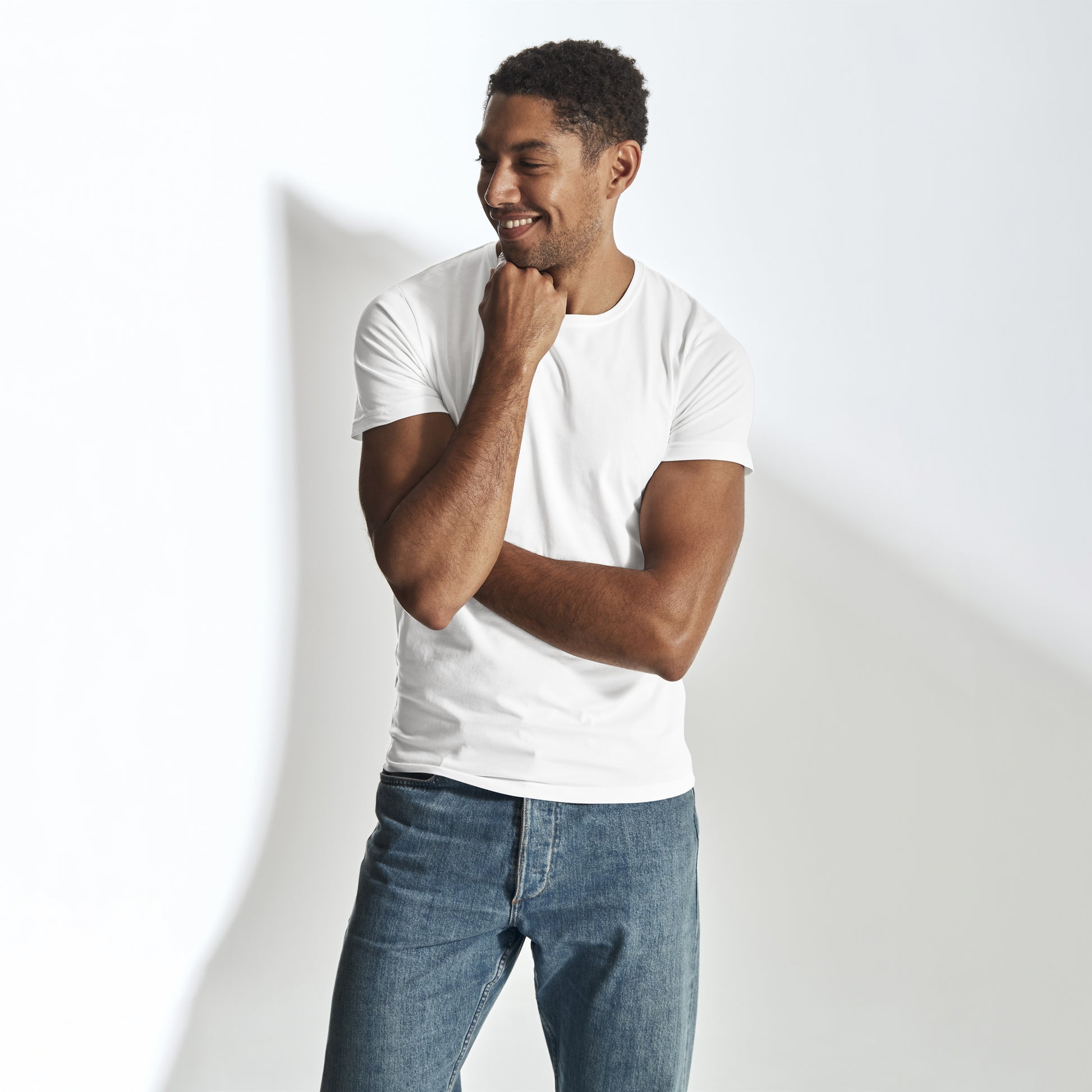 Stretch R-Neck Man White