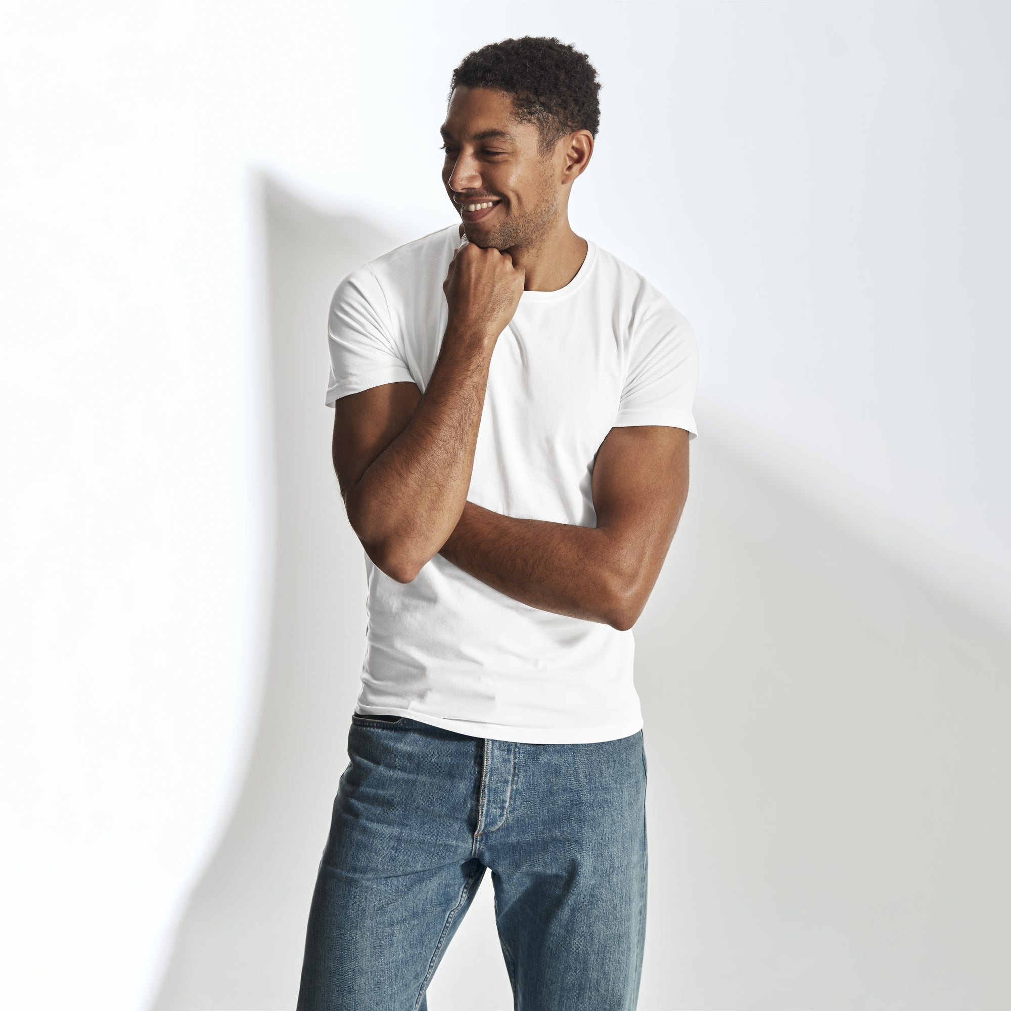 Stretch R-Neck Man White