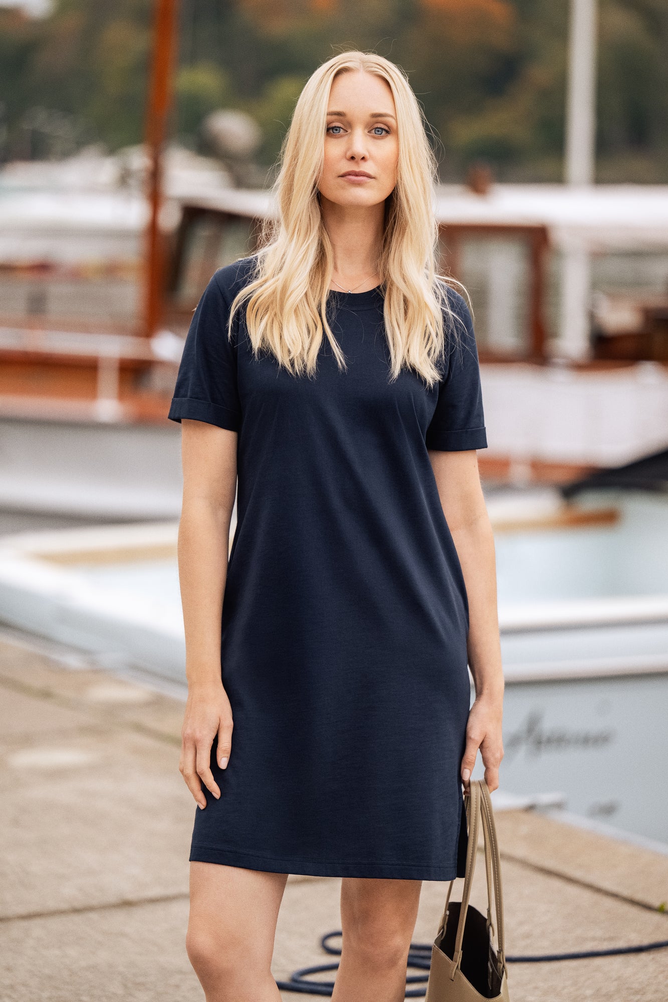 American T-shirt Dress Women Black