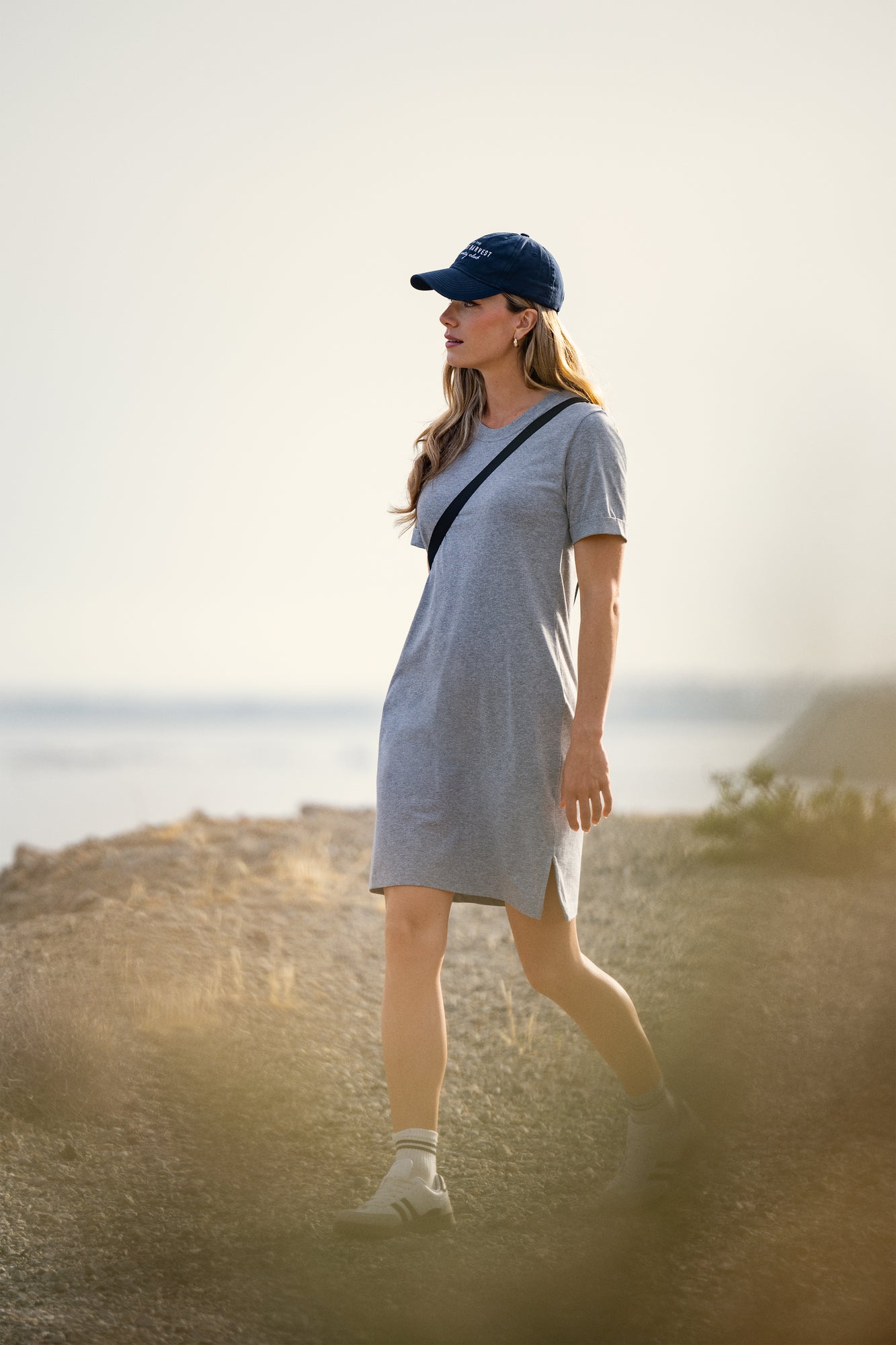 American T-shirt Dress Women Black