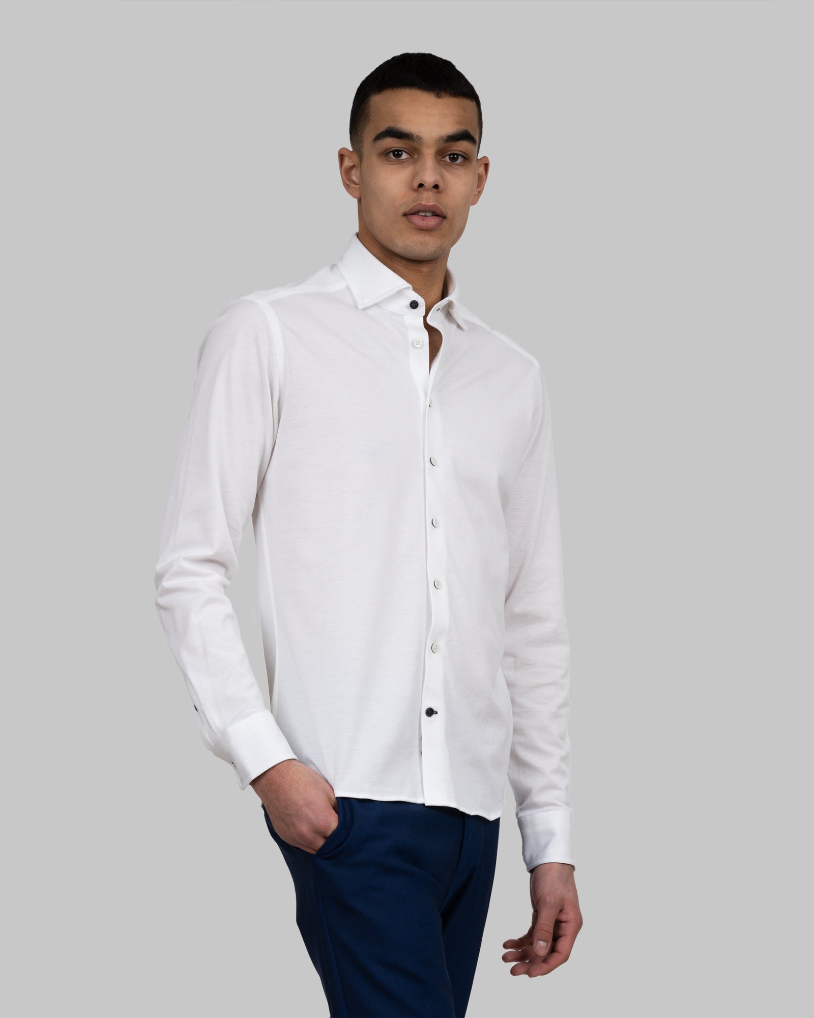 JH&F Indigo Bow 34 Slim Fit White