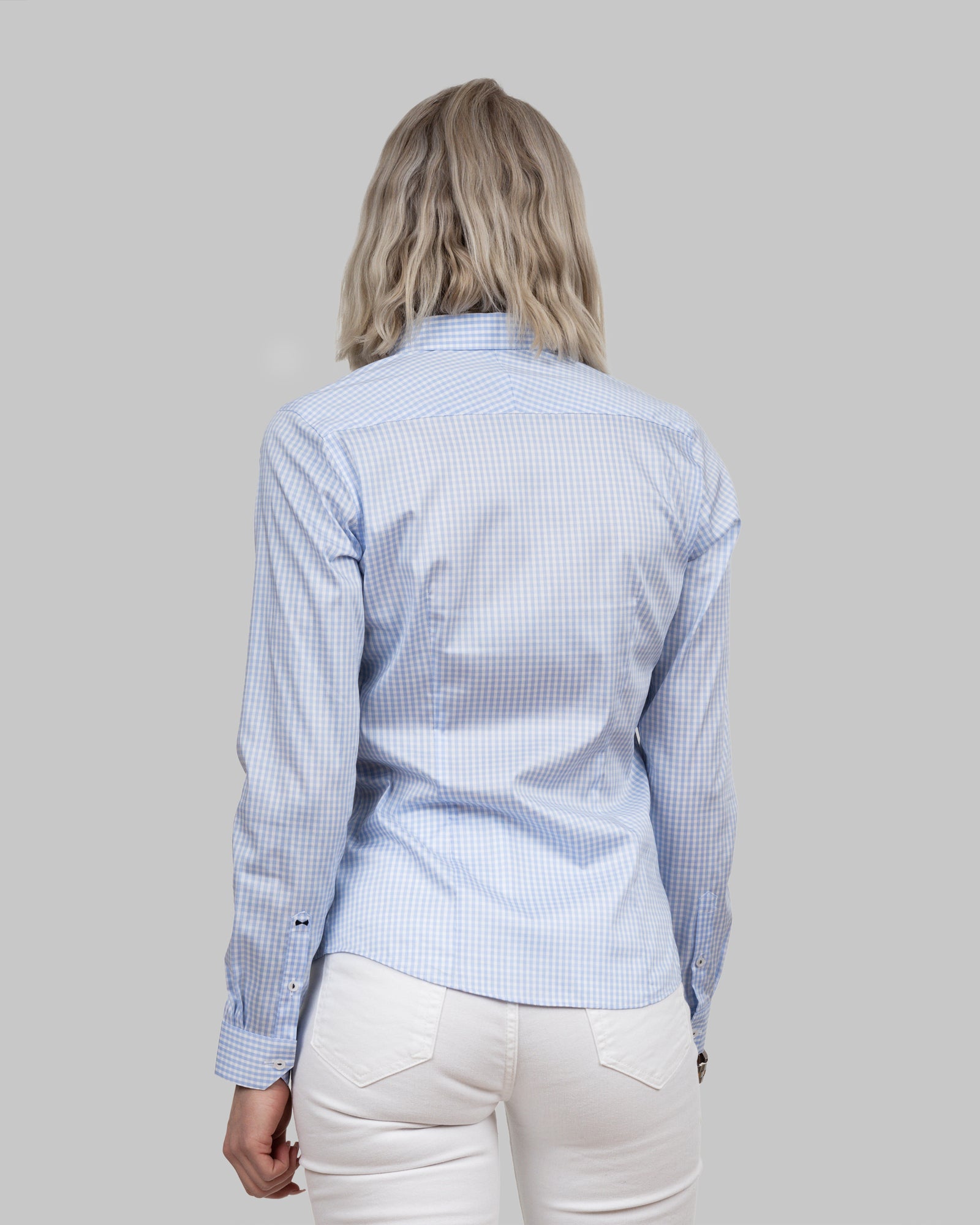 JH&F Yellow Bow 53 Woman Sky Blue Check