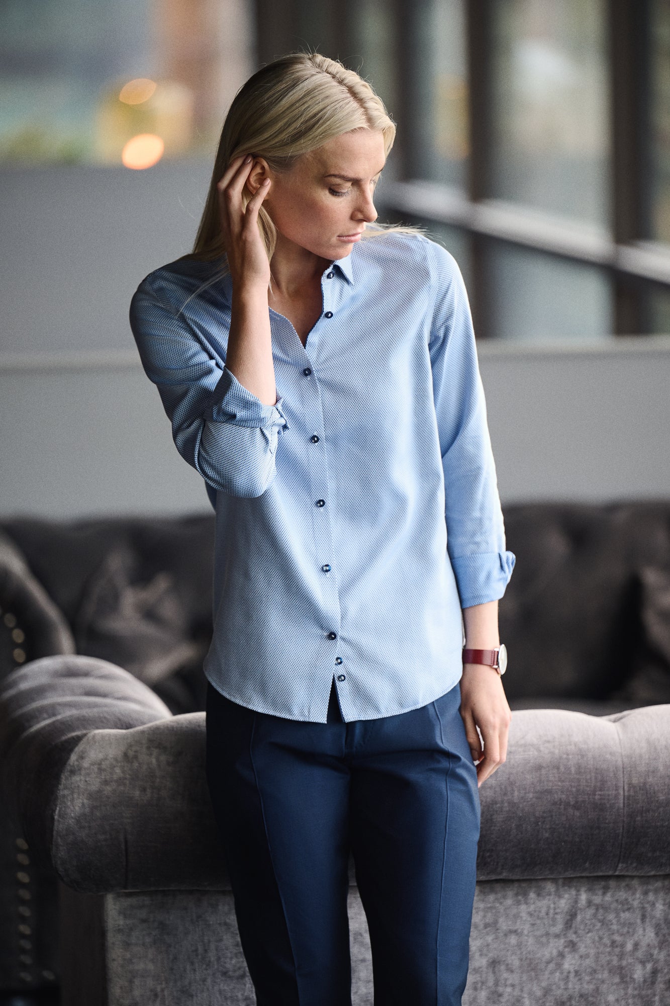 YB55 Jacquard Woman Contemporary Blue Jaquard