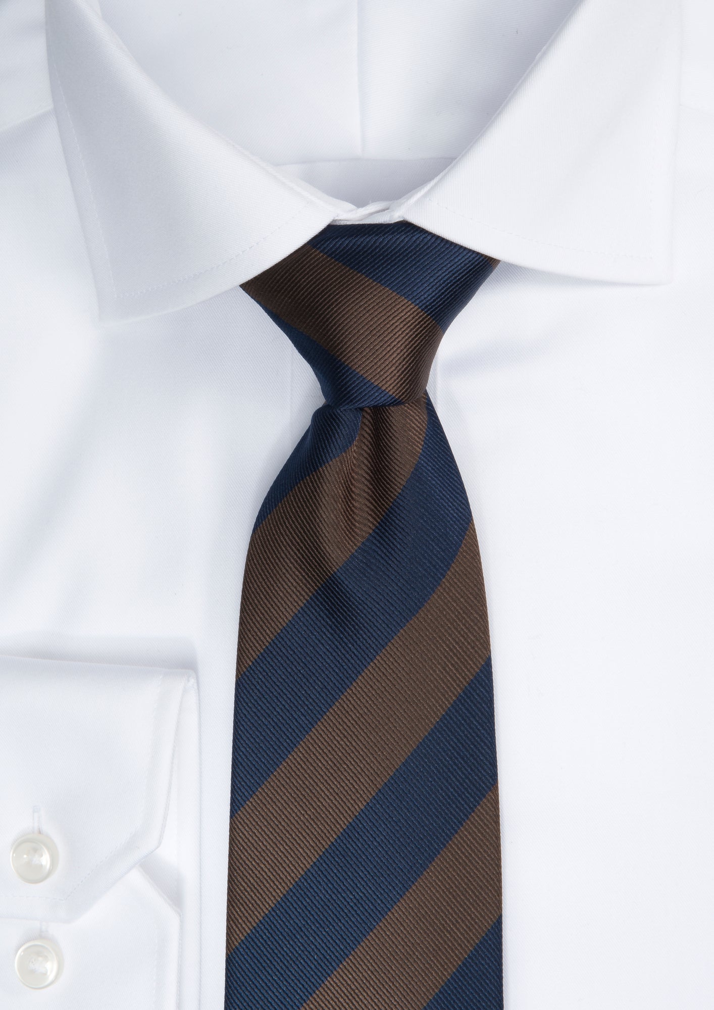 JH&F Tie Regimental Stripe Navy/Brown