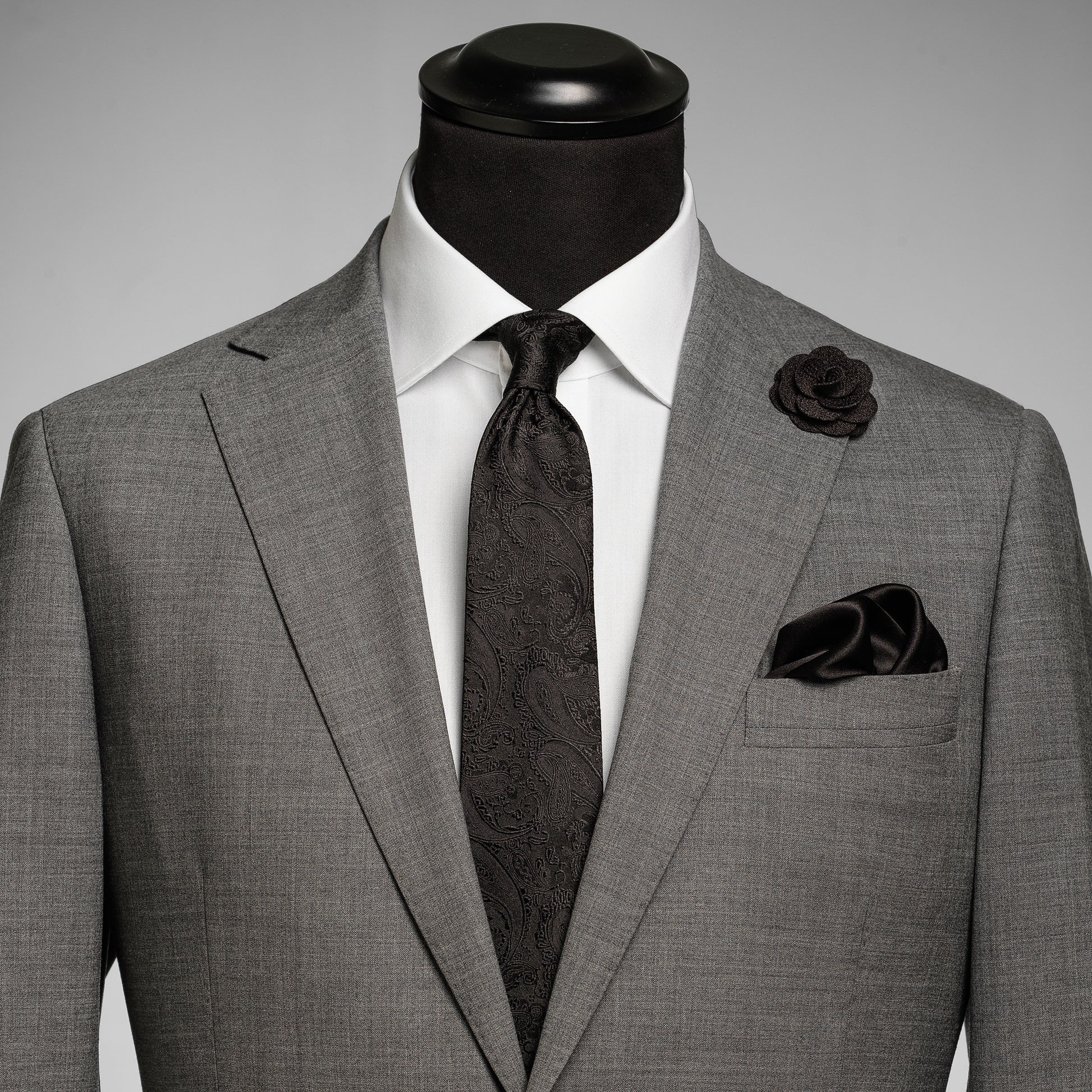 Giftbox Solid Paisley Tie Black