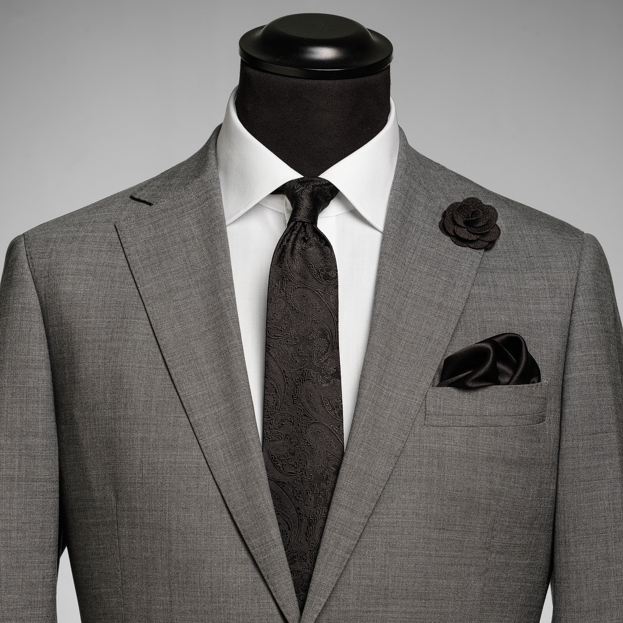 Giftbox Solid Paisley Tie Black