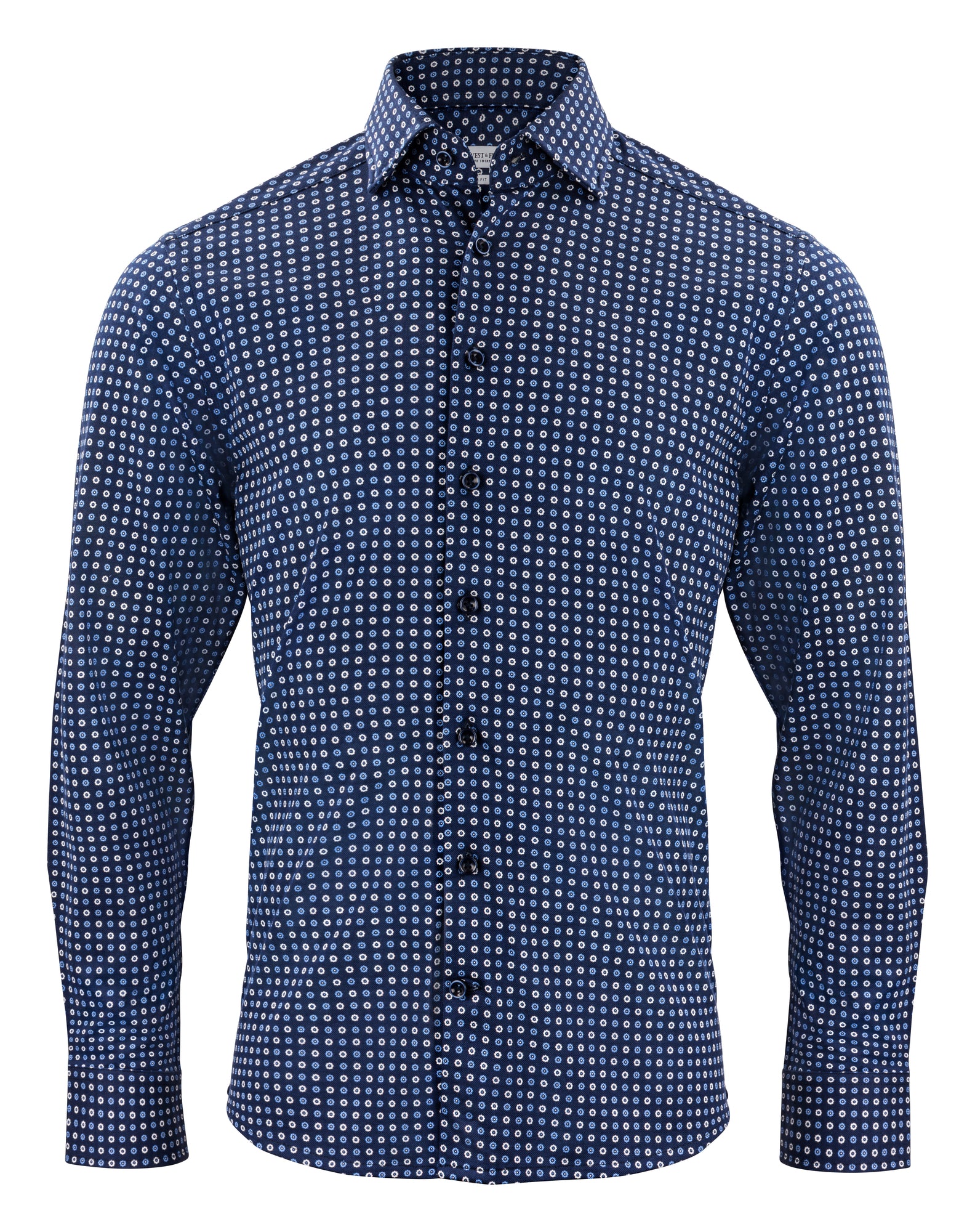 IB131 Pique Knit Slim Blue Print
