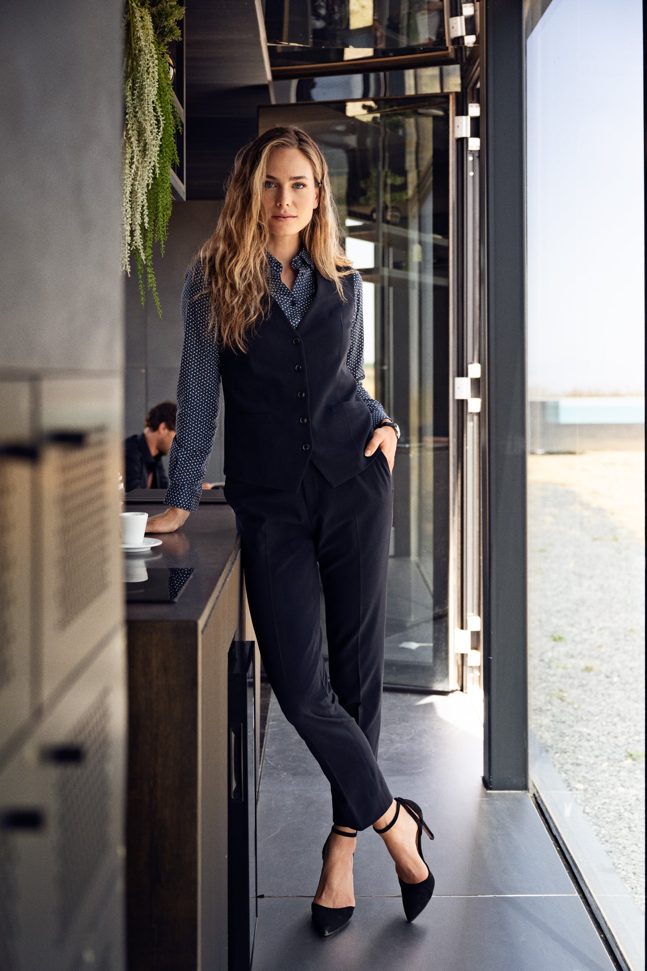 IB131 Pique Knit Woman Blue Print