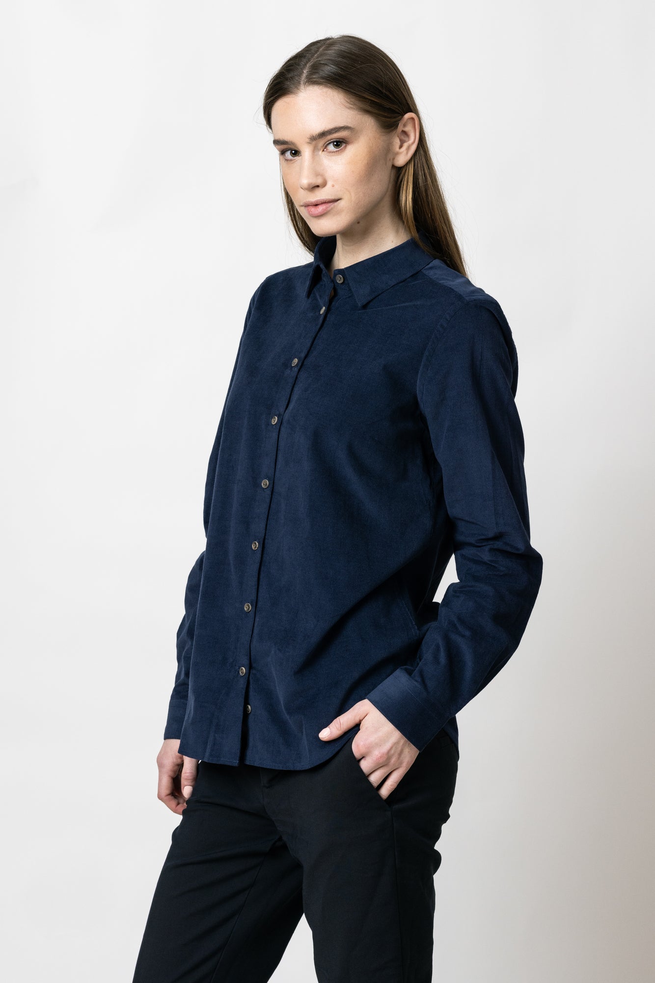 IB134 Micro Cord Woman Contemporary Dark Blue