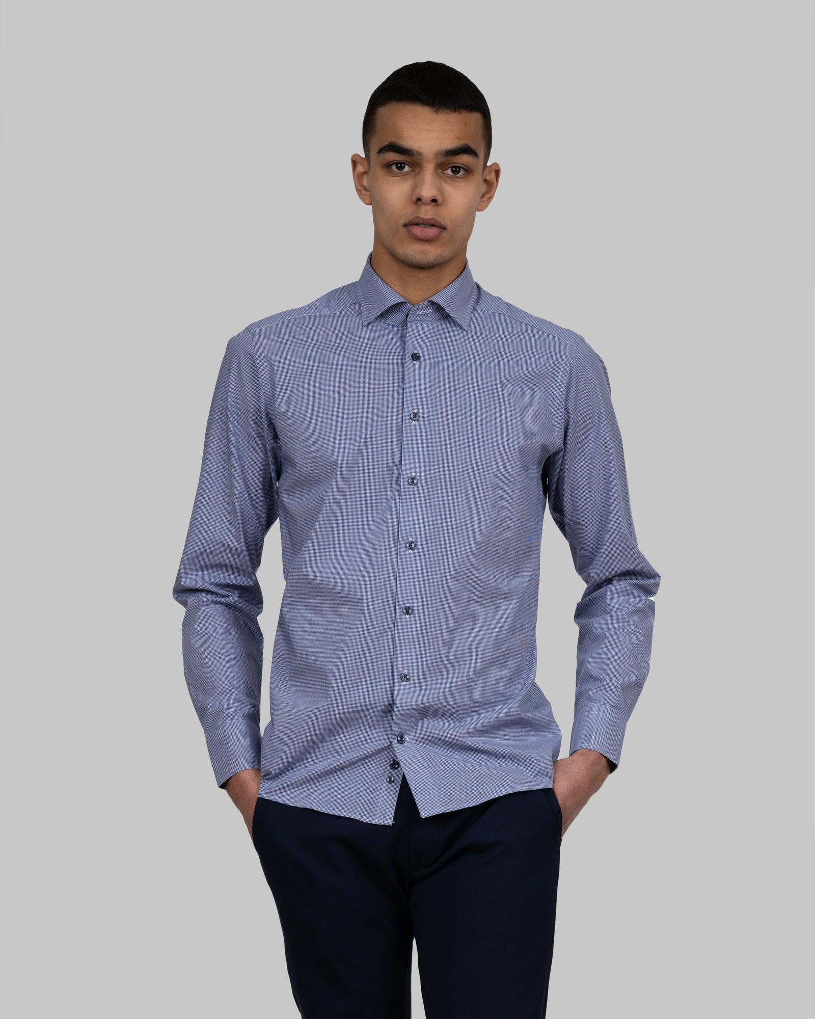 JH&F Purple Bow 141 Slim Fit Navy Check