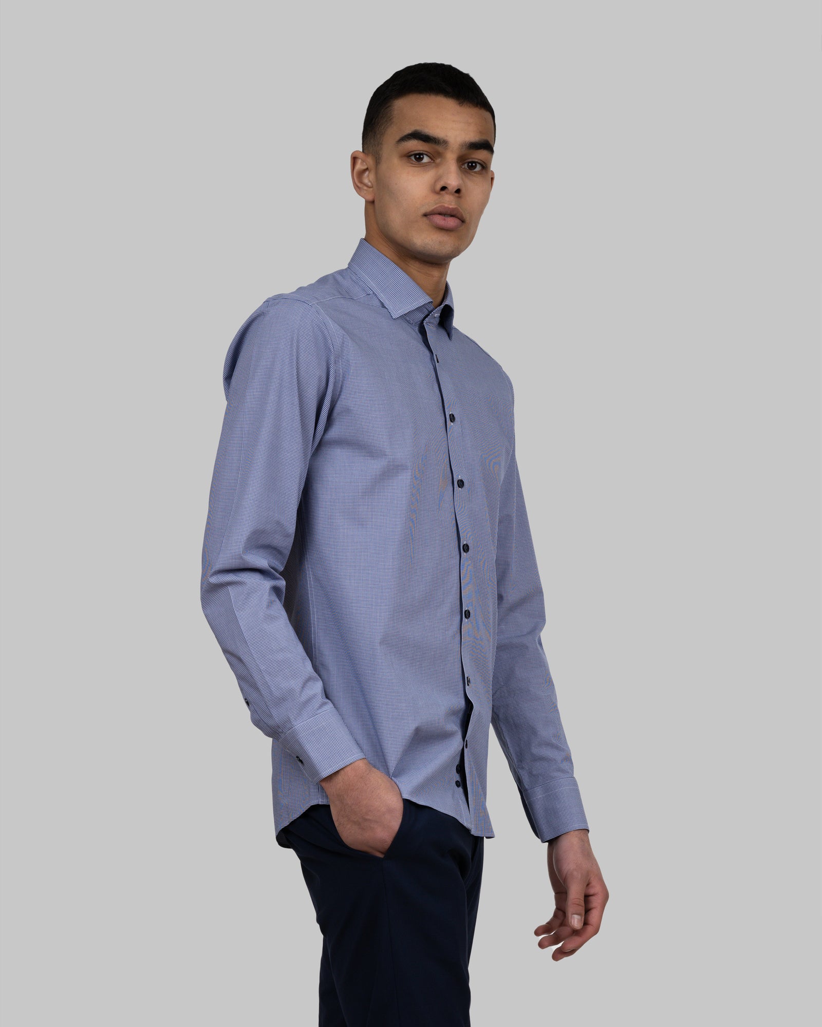 JH&F Purple Bow 141 Slim Fit Navy Check