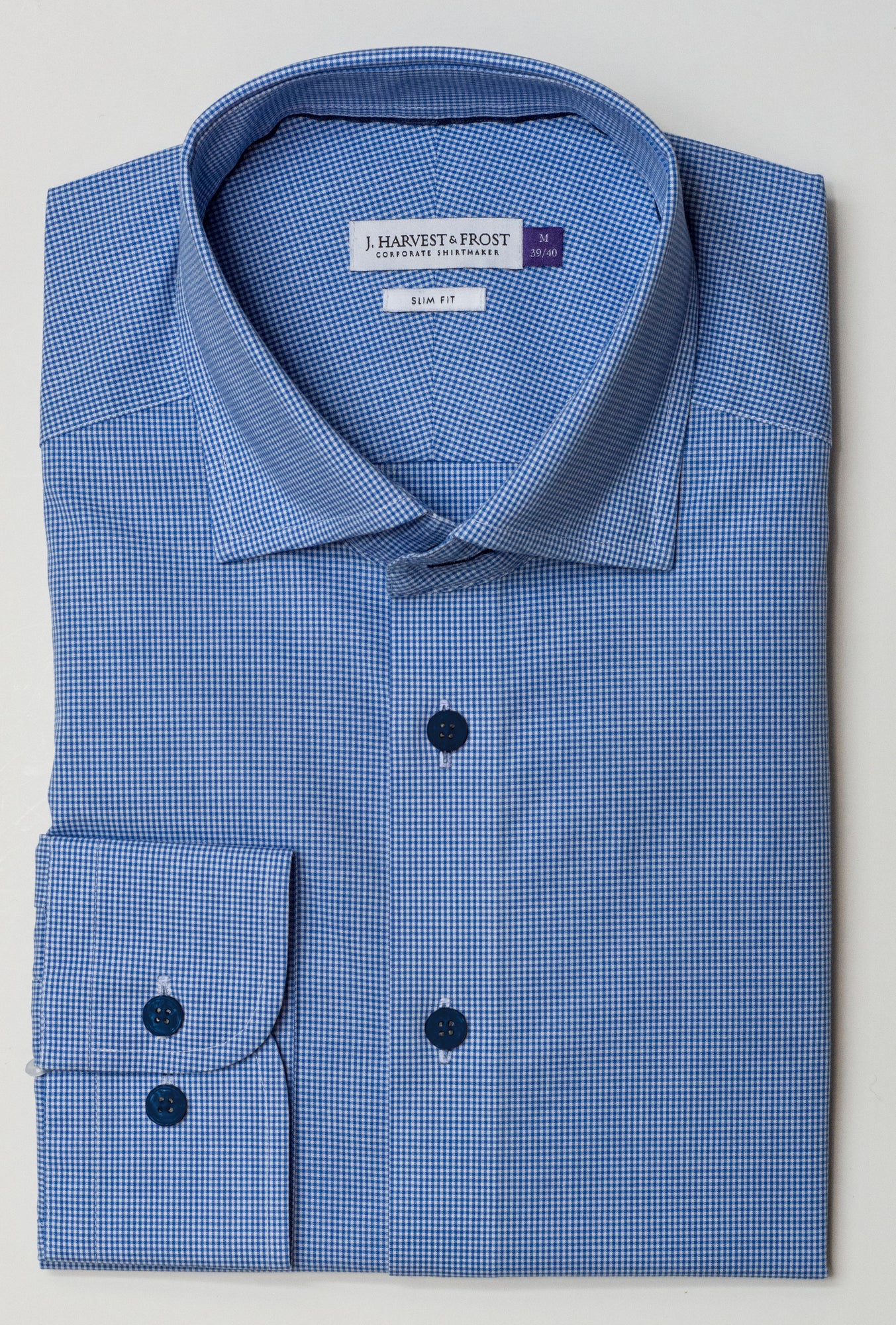 JH&F Purple Bow 141 Slim Fit Blue Check
