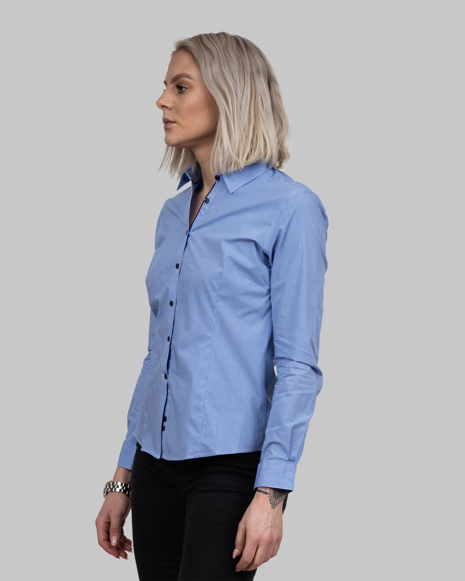 JH&F Purple Bow 141 Women Blue Check