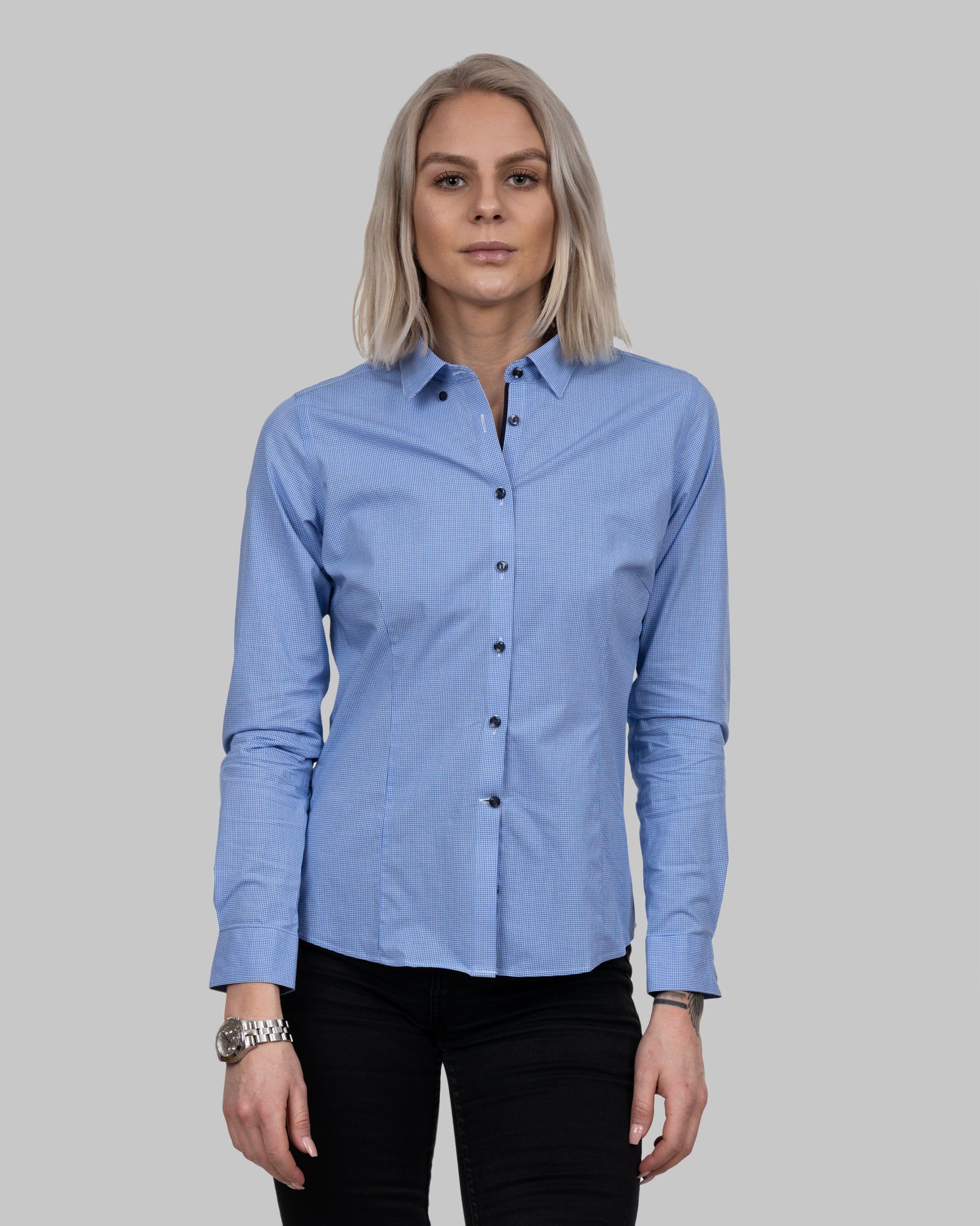 JH&F Purple Bow 141 Women Blue Check
