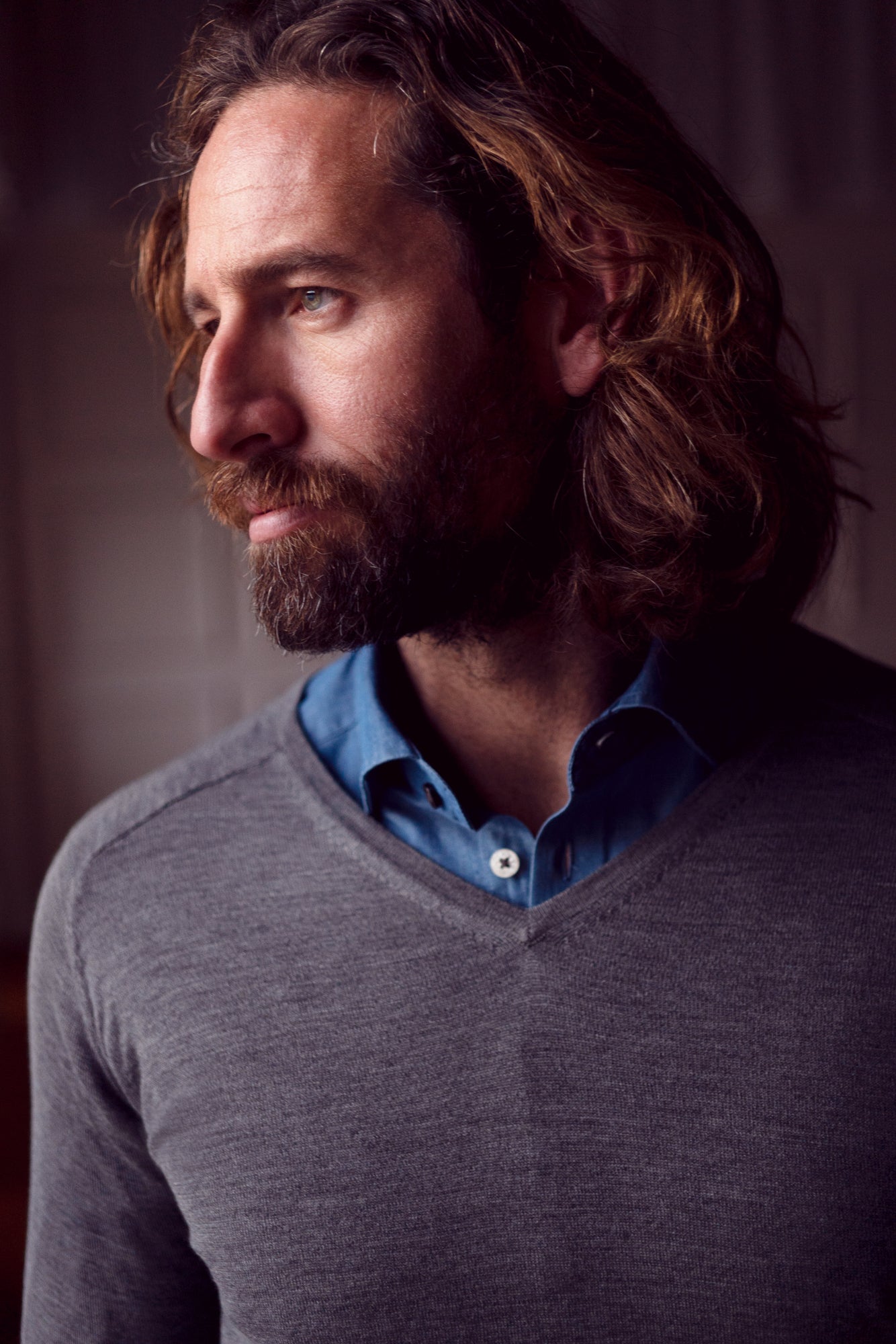 Merino V-Neck Light Grey Melange