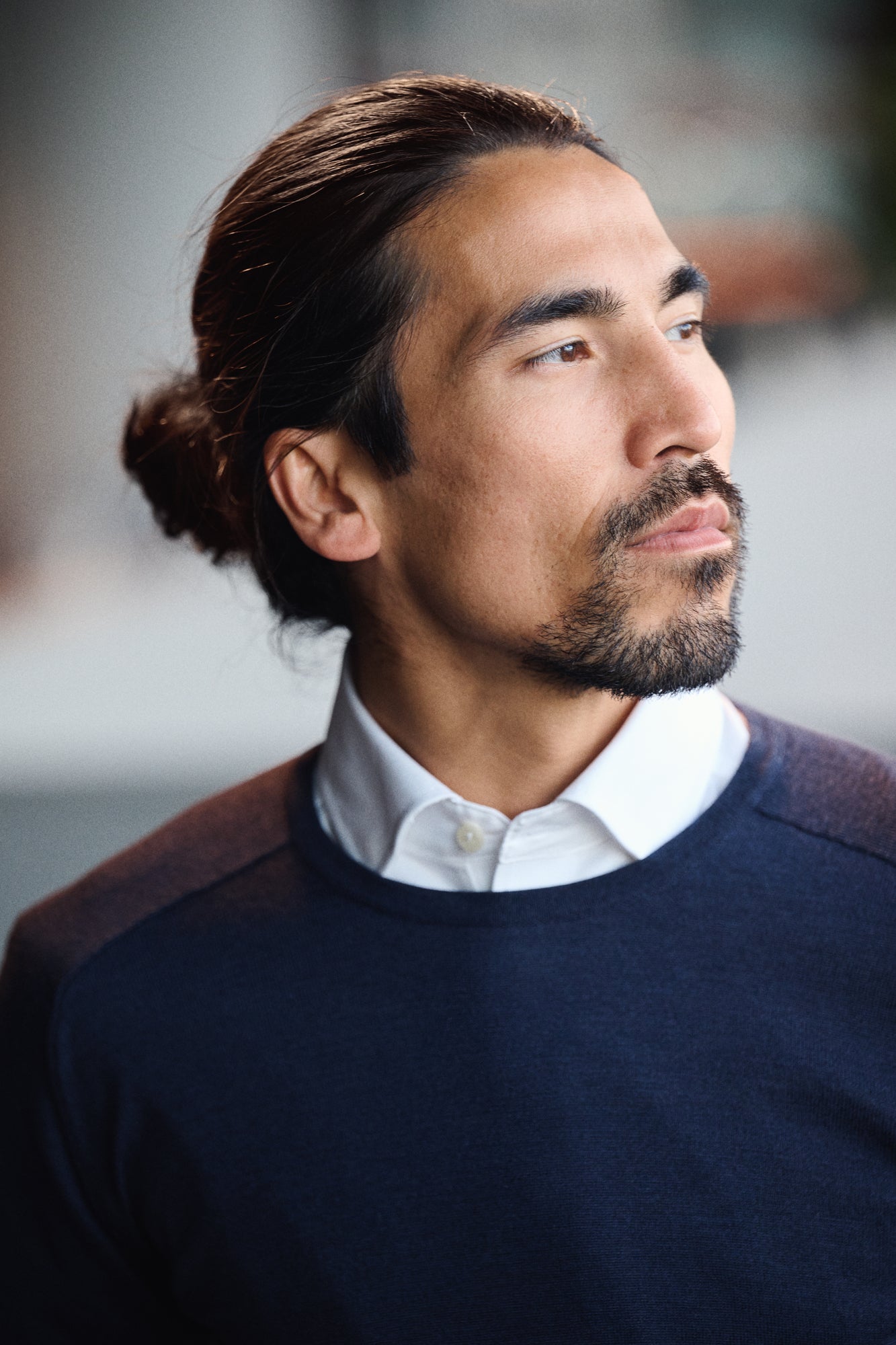 Merino U-Neck Light Grey Melange