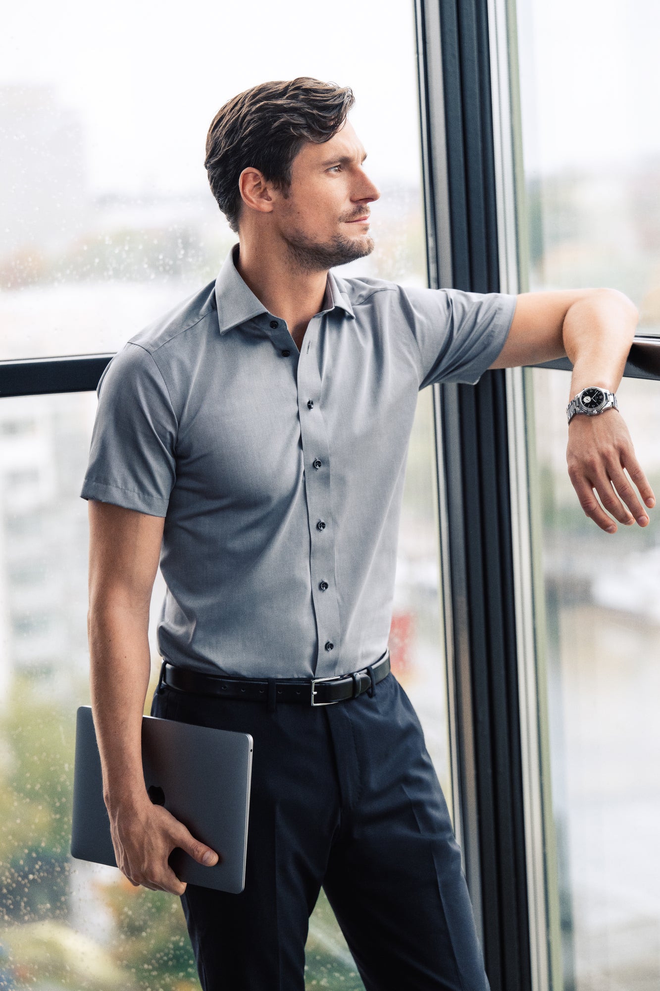 YB50 Twill S/S Regular Grey
