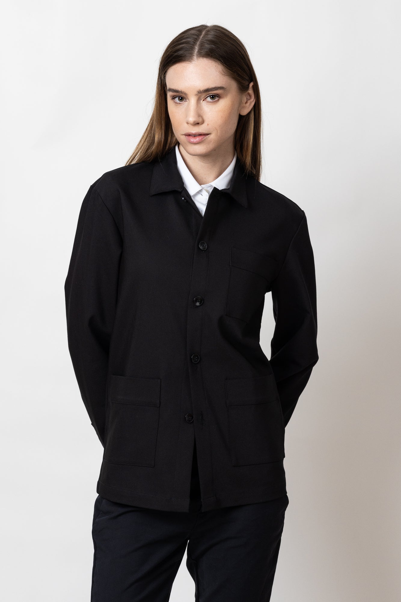 Patch Pocket Overshirt Unisex Black