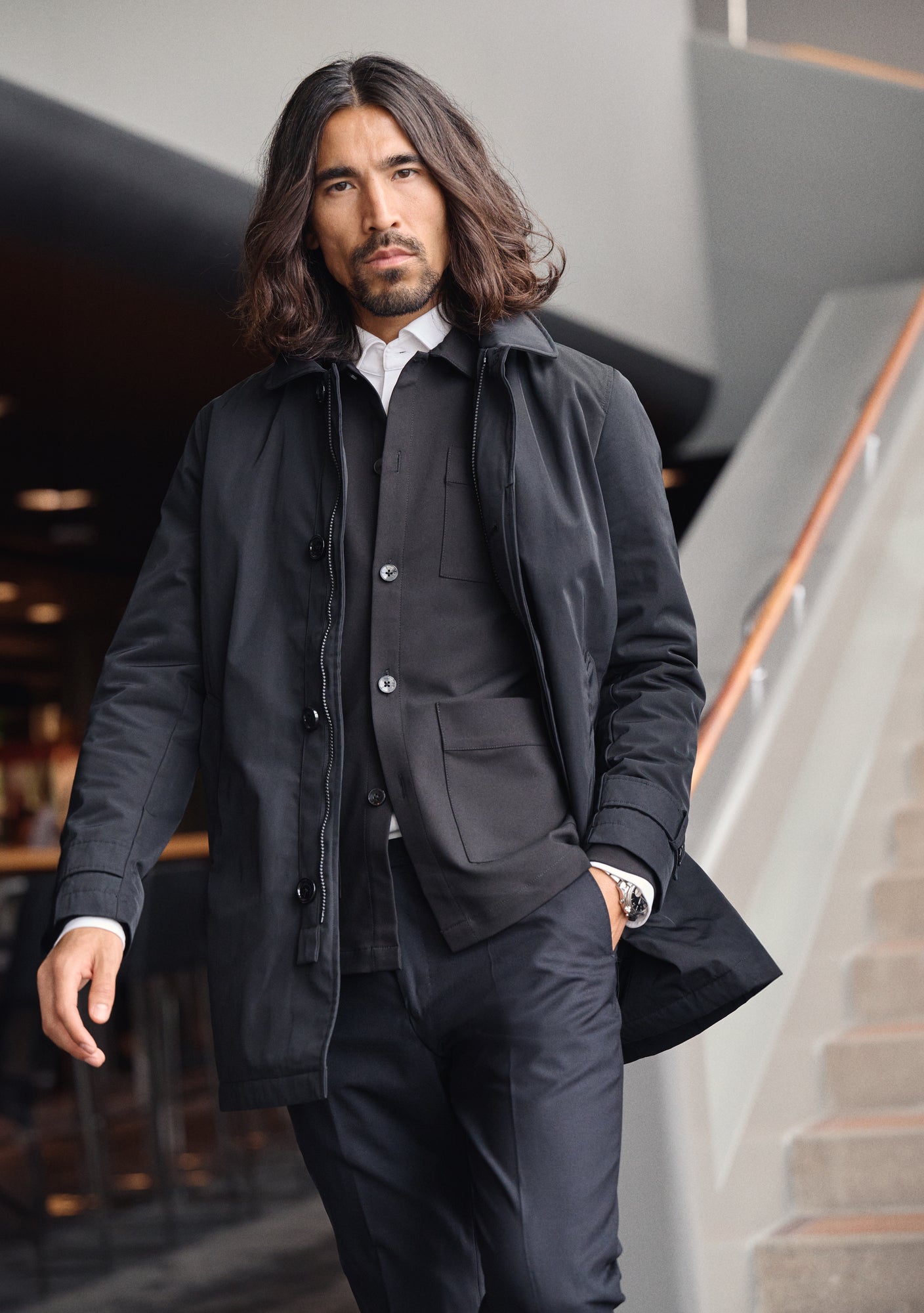 Patch Pocket Overshirt Unisex Black