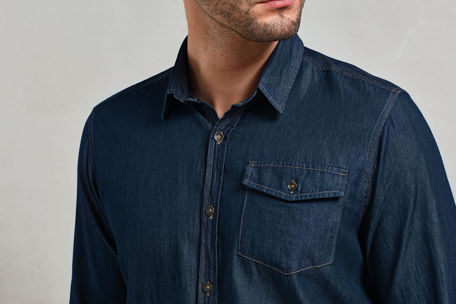 Men's Jeans Stitch Denim Shirt - P222