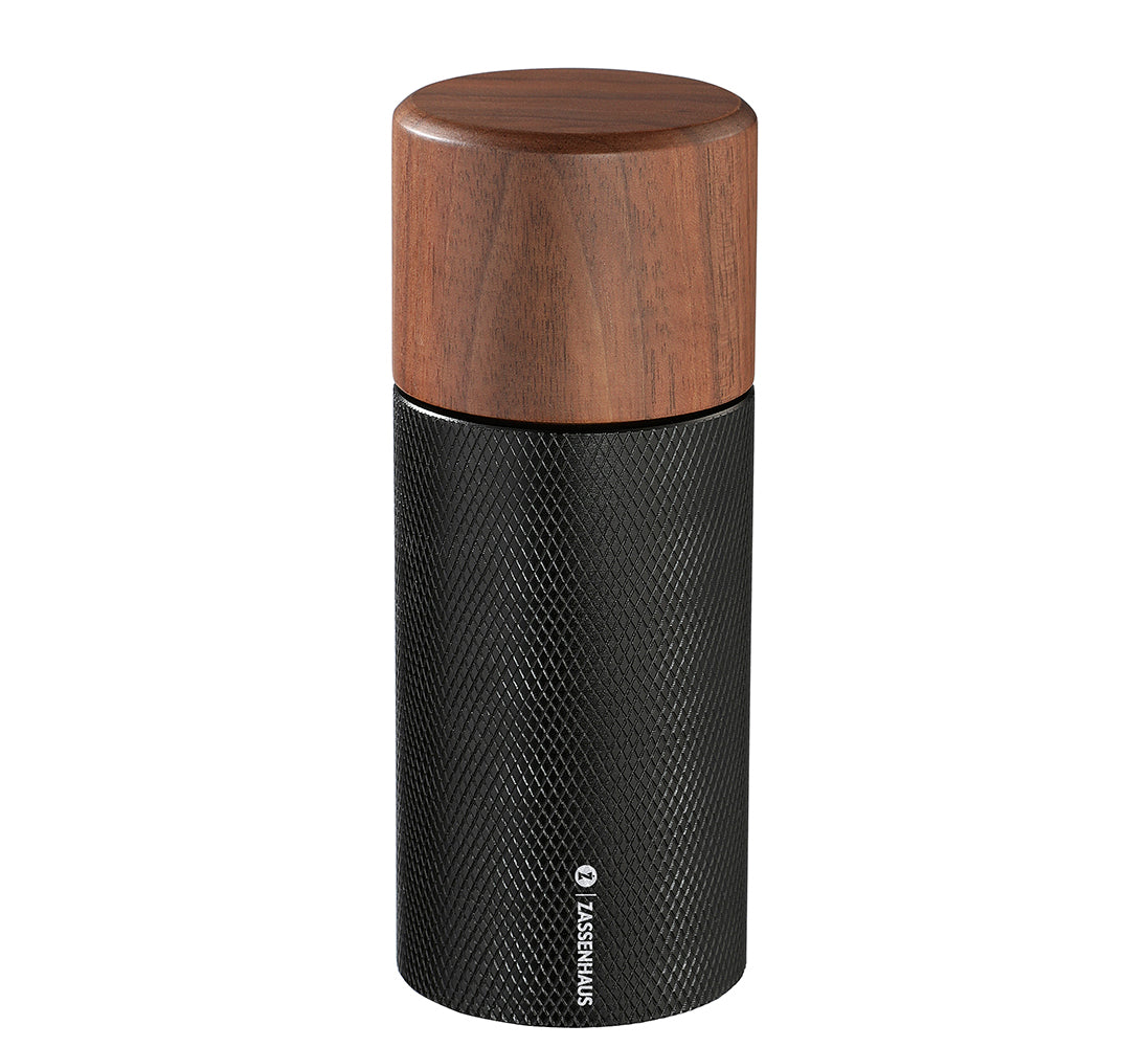 Pepperkvern 13 cm svart aluminium/valnøtt - QZ035841