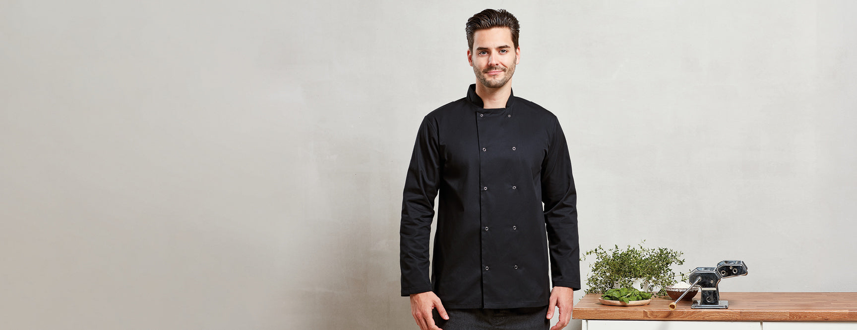 Studded Front Chefs Jacket L/S - P665