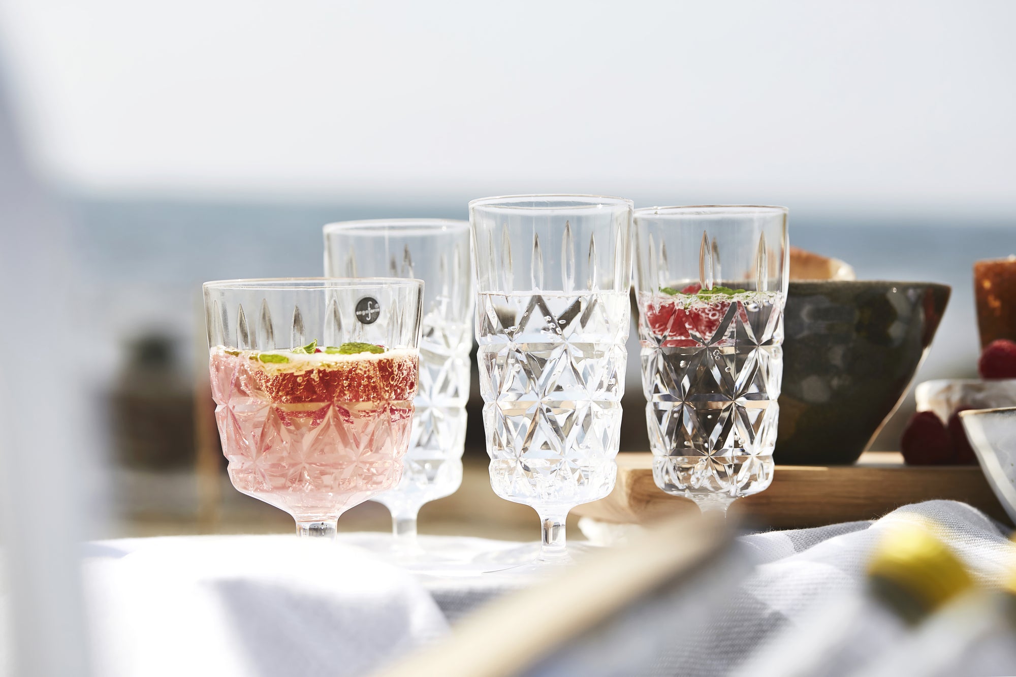 Piknik Juni Glass, Høy, 4-pk.