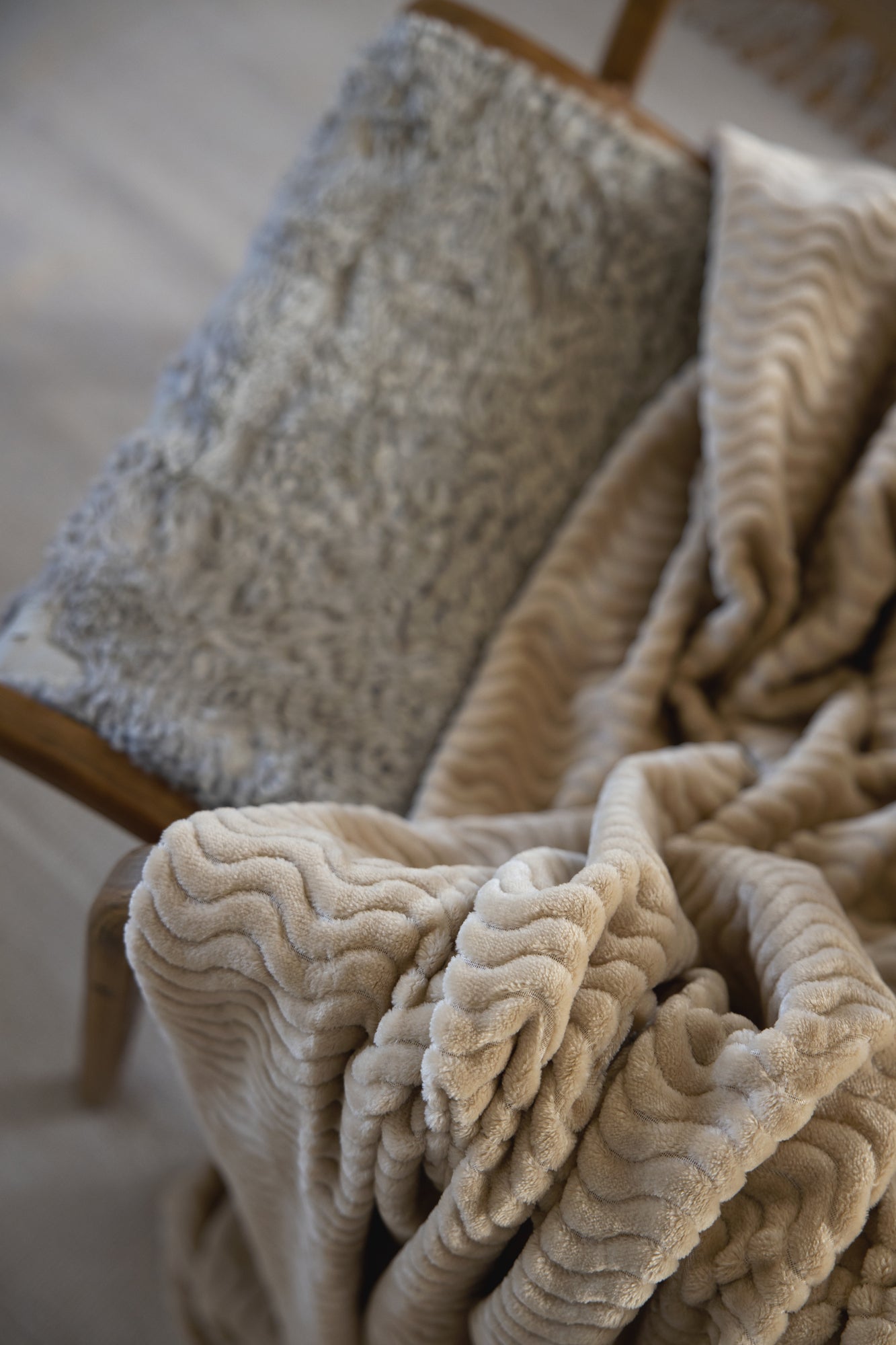 Agnes fleecepledd, beige