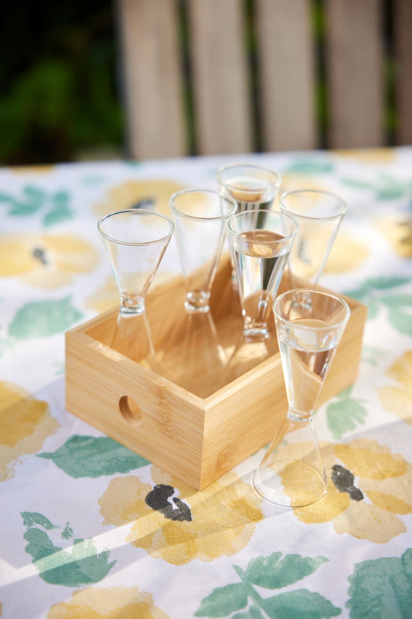 Nature snapsglass i bambusboks, 6-pk.