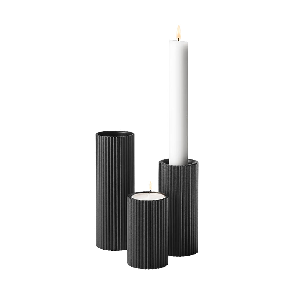 Bernadotte Tealight/Taper Candle Holder Set, 3 stk Sort - FIGJ10019788