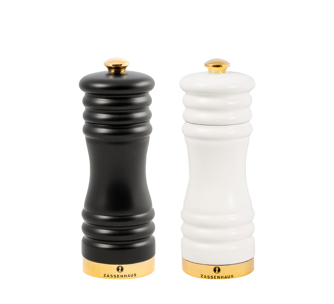 Sett saltkvern & pepperkvern 15 cm matt/gull - QZSET04
