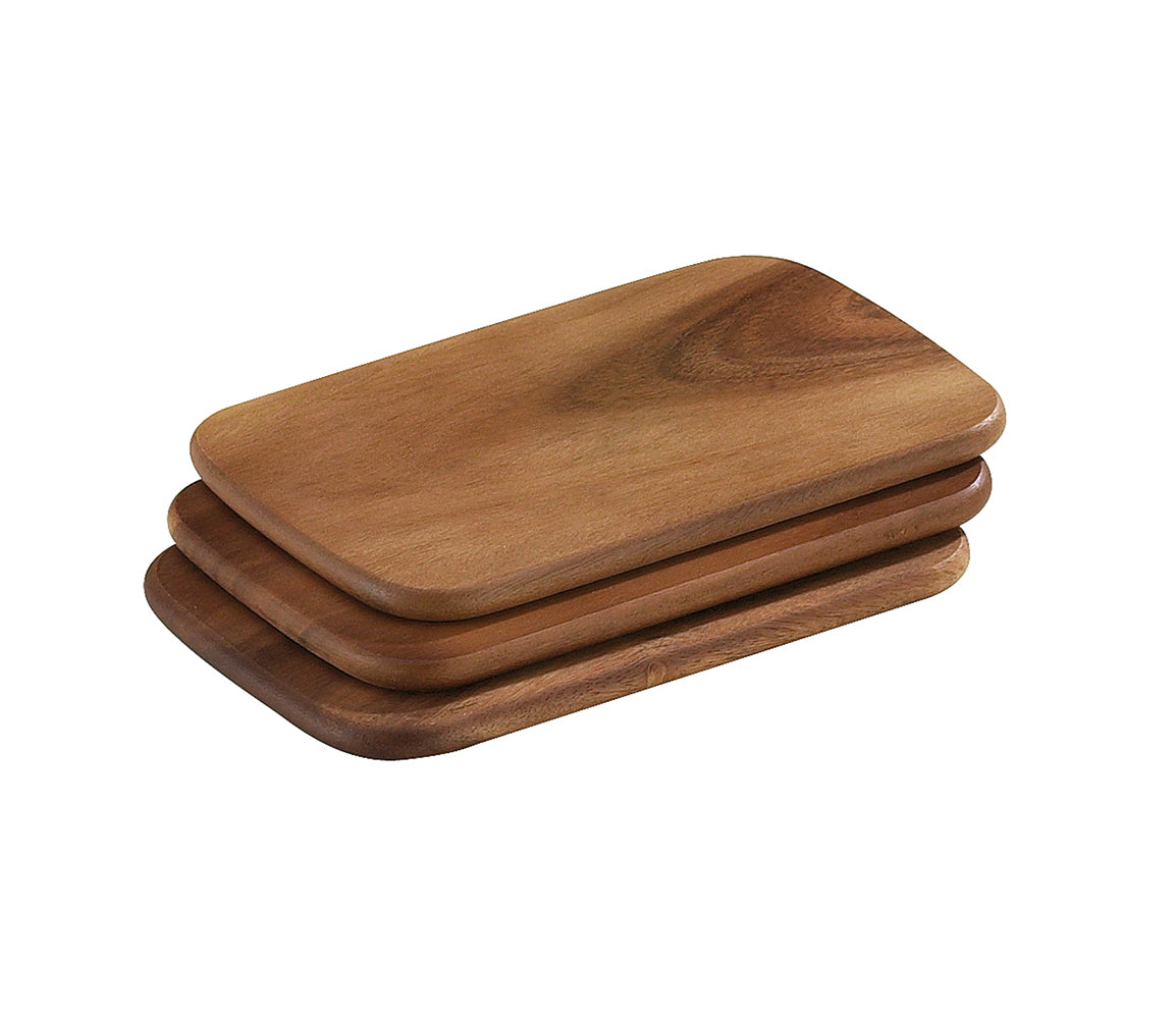 Frokostbrett i akasie 22 x 15 cm, 3 stk. - QZ055009