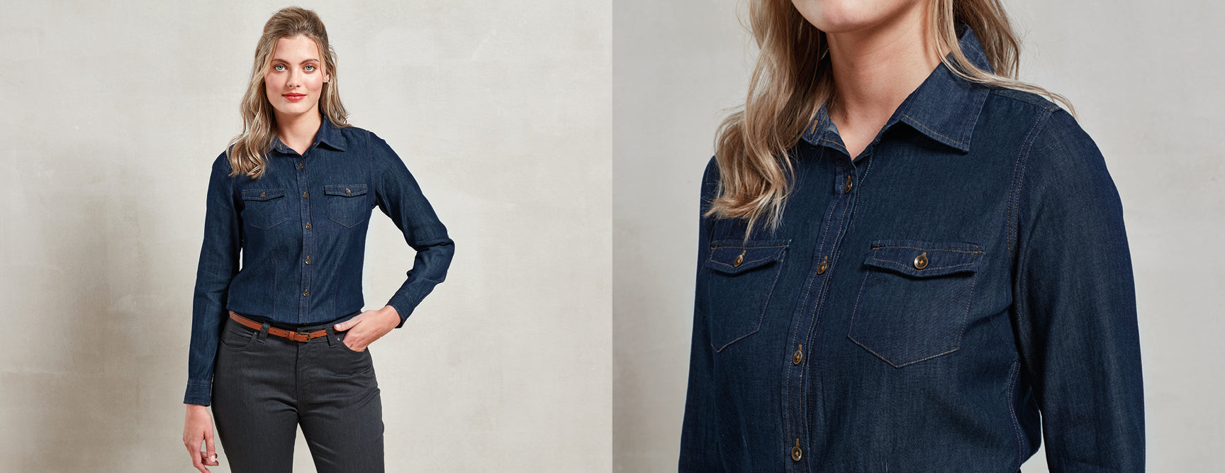 Women's Jeans Stitch Denim Shirt - P322