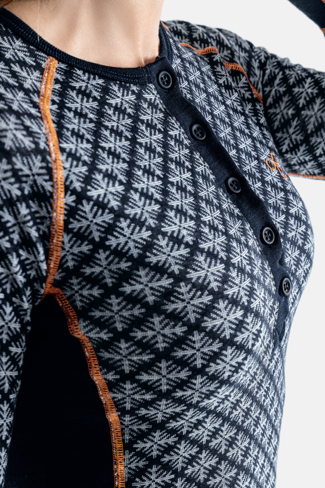 Termo Sequal Jaquard Round Neck Button LS W