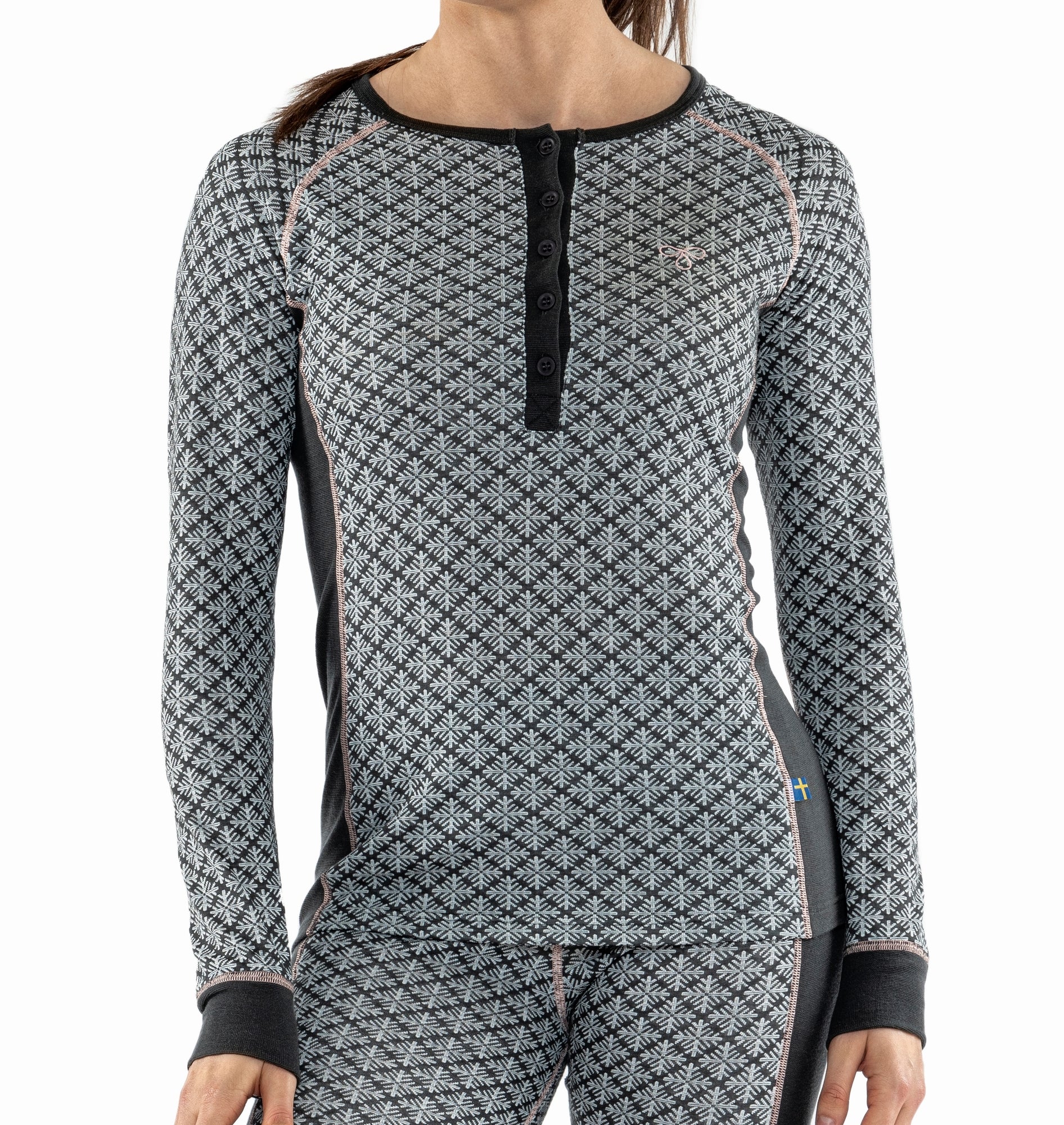 Termo Sequal Jaquard Round Neck Button LS W