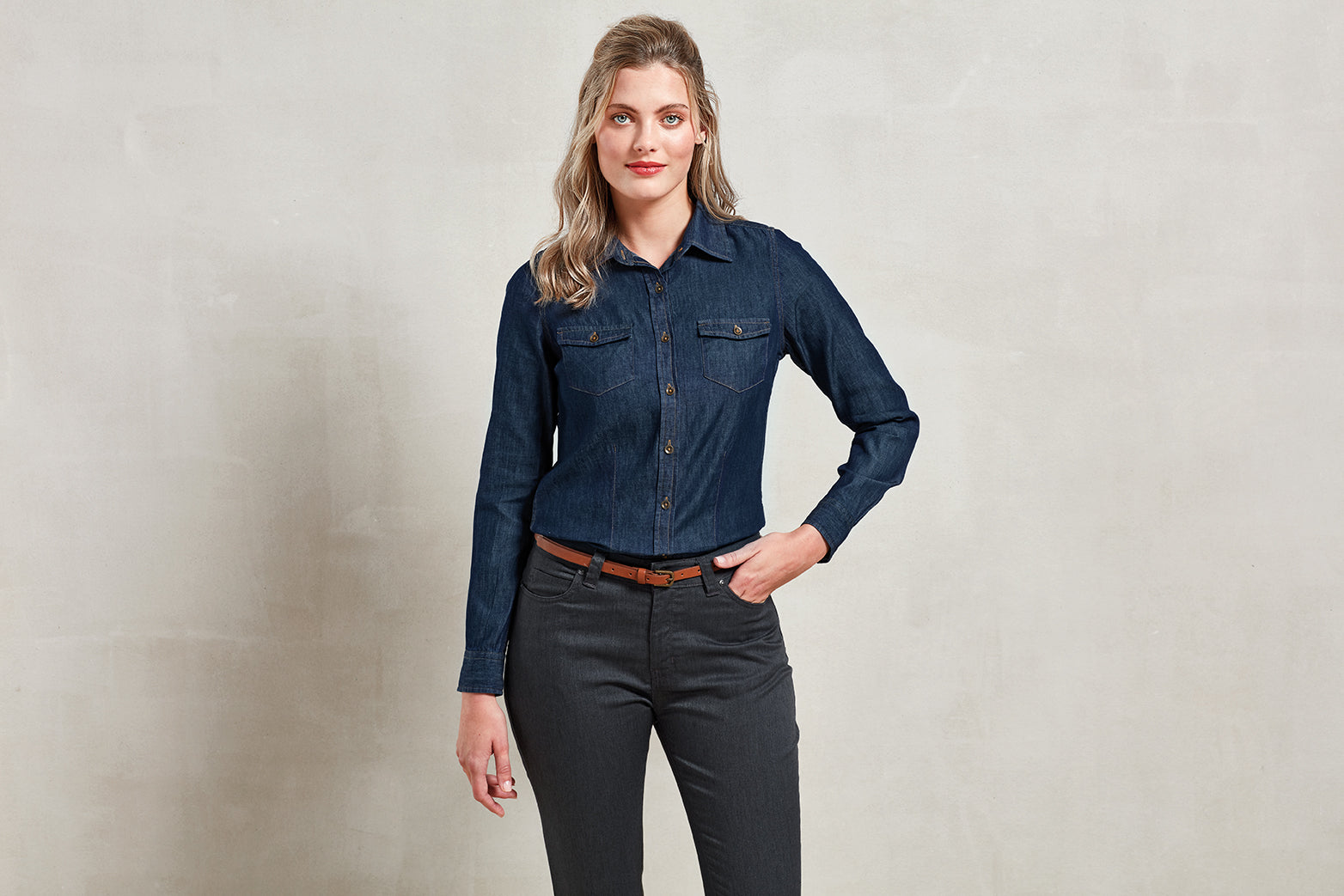 Women's Jeans Stitch Denim Shirt - P322