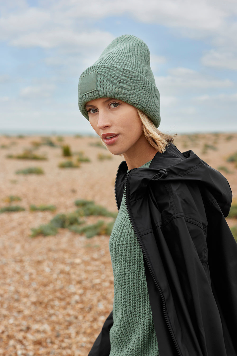 Deep Cuffed Tonal Patch Beanie - BBB336R