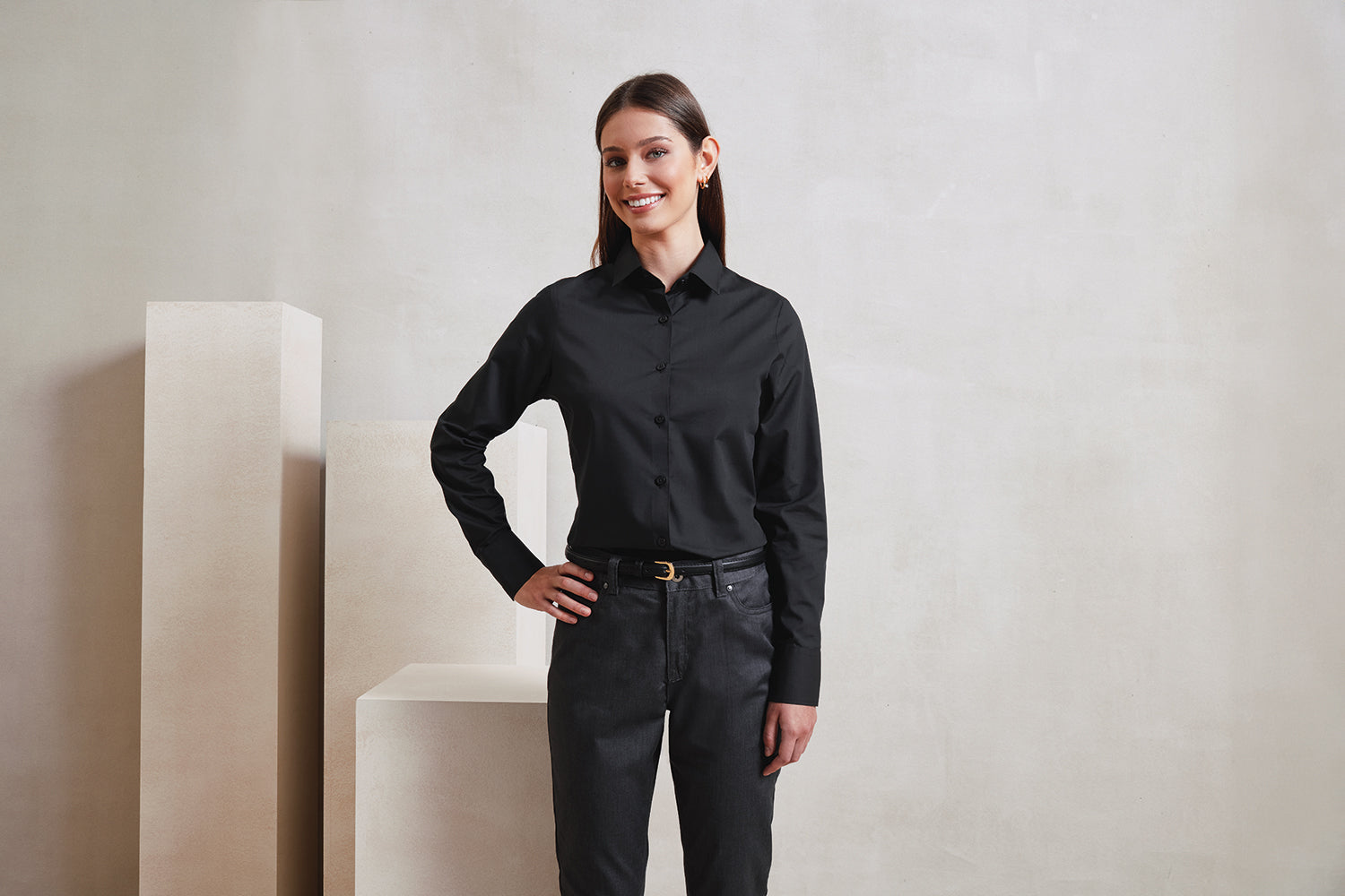 Womens L/S Poplin Shirt - P303