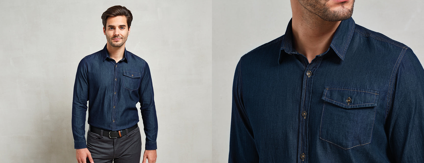 Men's Jeans Stitch Denim Shirt - P222