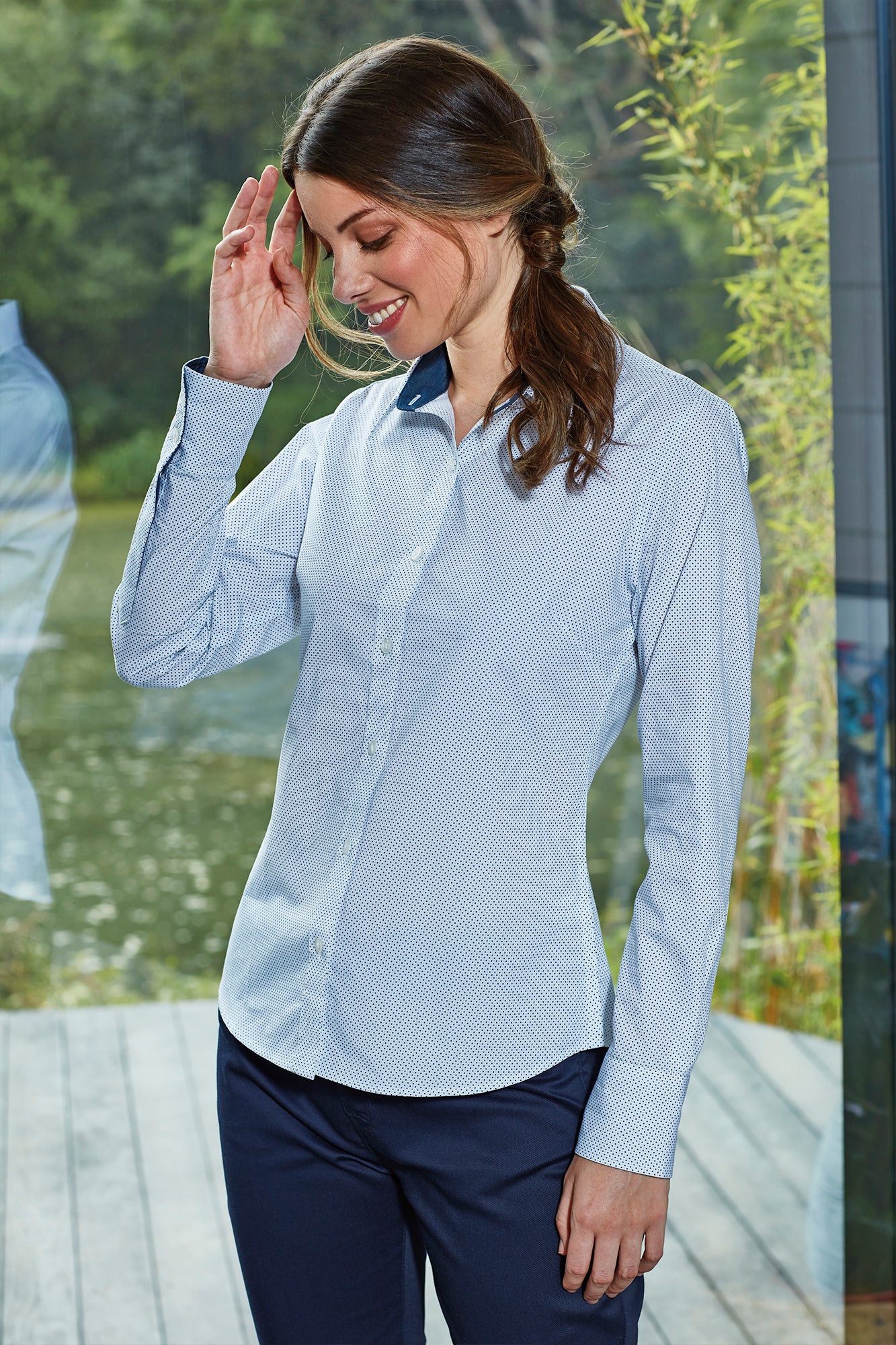 Denim Pindot Shirt L/S (D) - P359
